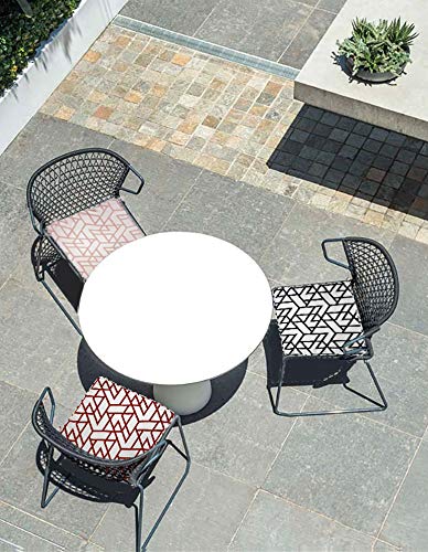 Outdoor Chair Cushions Set of 2 - 18x18 Inch Water-Resistant Patio Seat Cushions with Ties - Pink Geometric Triangle Square Design for Garden, Deck & Poolside Furniture - Perfect for Outdoor Lounging & Entertaining