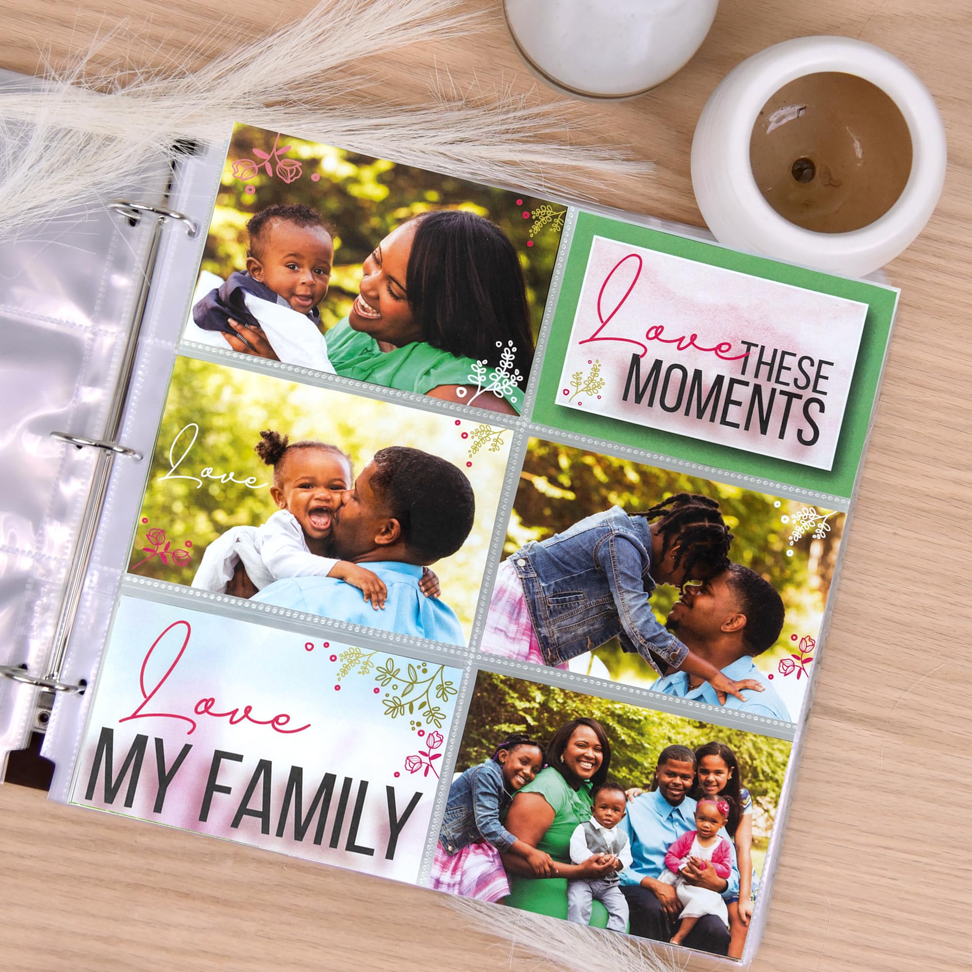 Samsill 12x12 Inch Scrapbook Refill Pages - 6 Pocket Top-Loading Design, Holds 12 (4x6 Inch) Photos - 50 Pack Heavy-Duty Clear Pages for 3-Ring Binders & Photo Albums - Perfect for Memory Keeping, Wedding Albums, and Family Photo Preservation