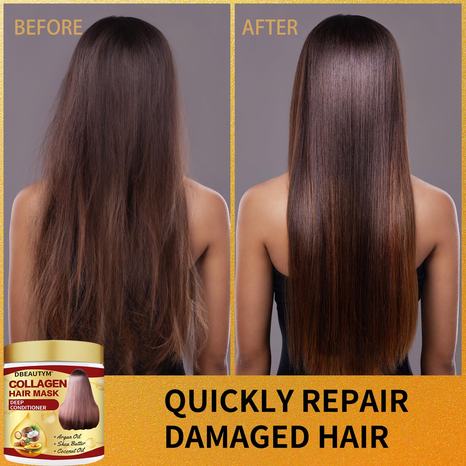 **Collagen Hair Treatment Mask & Growth Serum - Deep Hydrating Conditioner for Dry, Damaged Hair - Natural Hair Regrowth Oil for Men & Women - Perfect for Daily Hair Care & Repair**