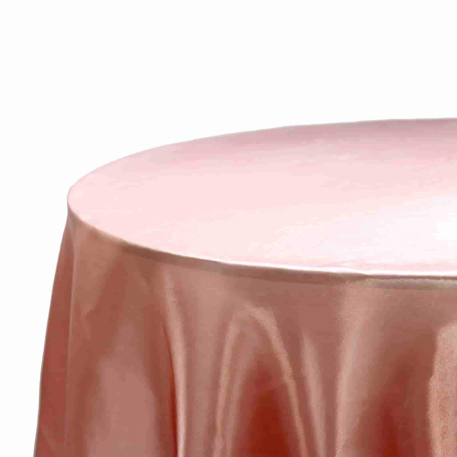 BalsaCircle 120 Inch Round Tablecloth - Dusty Rose Satin Table Cover for Wedding, Party & Reception - Elegant Dining Linens for Kitchen, Banquet & Special Events