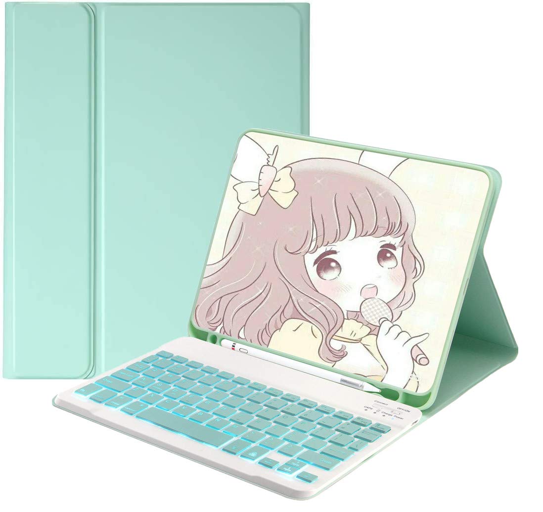 Backlit Bluetooth Keyboard Case for iPad Air 5th & 4th Gen 10.9 inch - Ultra Thin Lightweight Smart Cover with Color Key Caps & Pencil Holder (Mint Green) | Perfect for Work, Study, and Travel