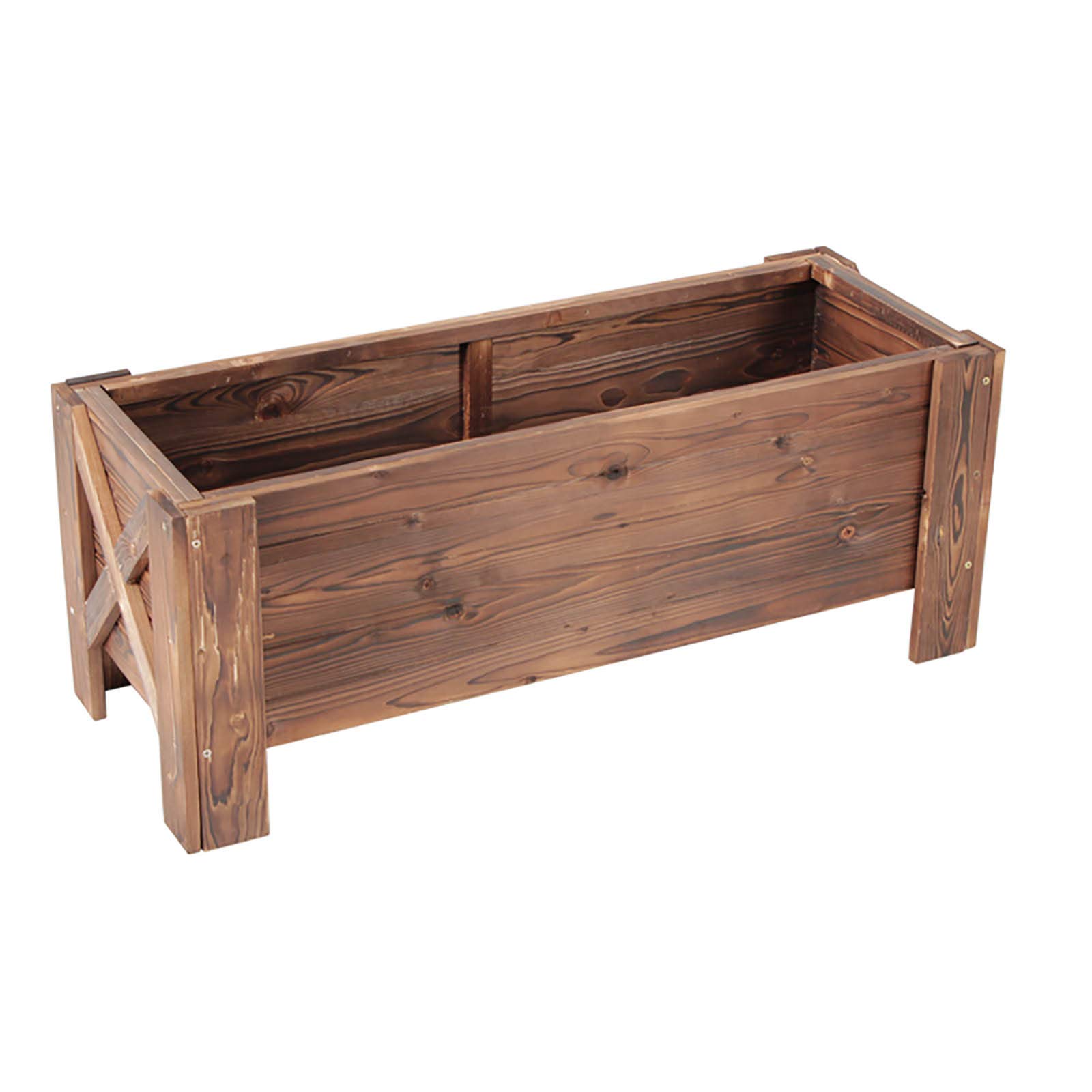 Elevated Wooden Garden Planter Box - Rectangular Outdoor Flower Pot for Vegetables, Grass, Lawn & Yard | Natural Wood Raised Garden Bed for Patio, Balcony & Backyard Gardening