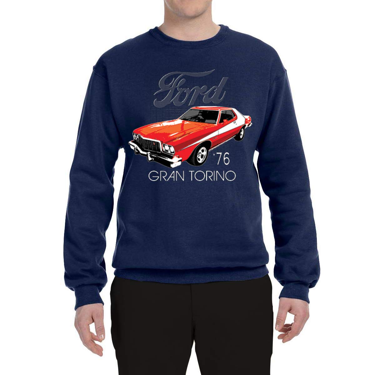 Vintage '76 Gran Torino Graphic Sweatshirt - Wild Bobby Ford Retro Unisex Crewneck Pullover for Men & Women | Classic Car Enthusiast Gift, Movie Fan Apparel, Casual Streetwear Fashion