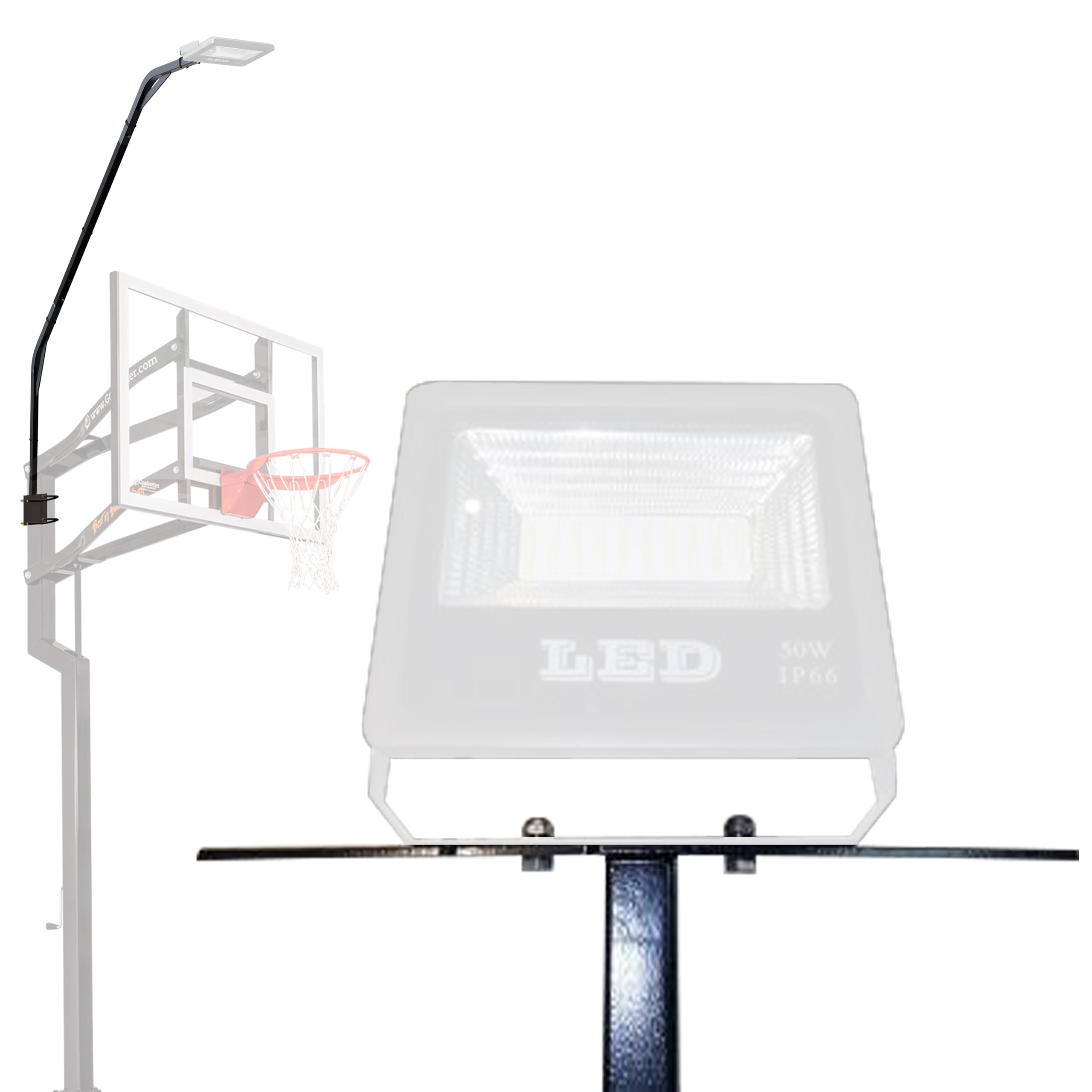 Skywin LED Basketball Hoop Stand - Adjustable Metal Basketball Goal System with LED Backboard Lights for Outdoor Play | Perfect for Driveway, Backyard & Night Games