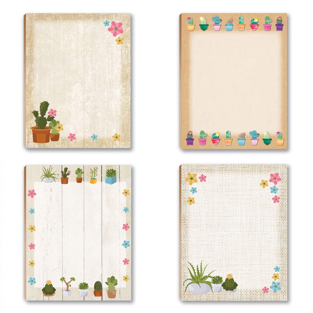 Stonehouse Collection Cactus Notepads - 4 Pack Assorted Succulent To-Do List Notepads for Office, School & Home Organization - Cute Plant-Themed Memo Pads for Planning, Gifts & Productivity