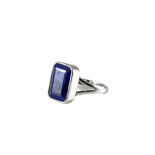 Natural Lapis Lazuli Ring - Solid 925 Sterling Silver Octagon Gemstone Ring, Handmade Boho Dainty Jewelry | Unisex Promise Ring, Birthday Gift for Her | Perfect for Spiritual Healing, Meditation & Boho Fashion