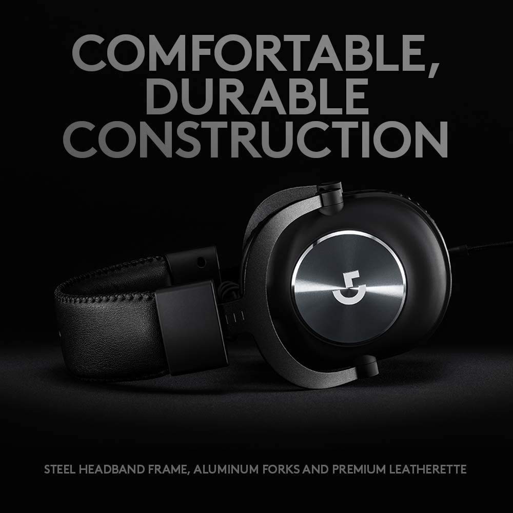 Logitech G Pro Gaming Headset - Noise Cancelling Mic, Memory Foam Ear Pads, Volume Control | PC, PS4, Xbox One Headphones | Perfect for Esports, Streaming & Online Gaming (Renewed) 981-000811