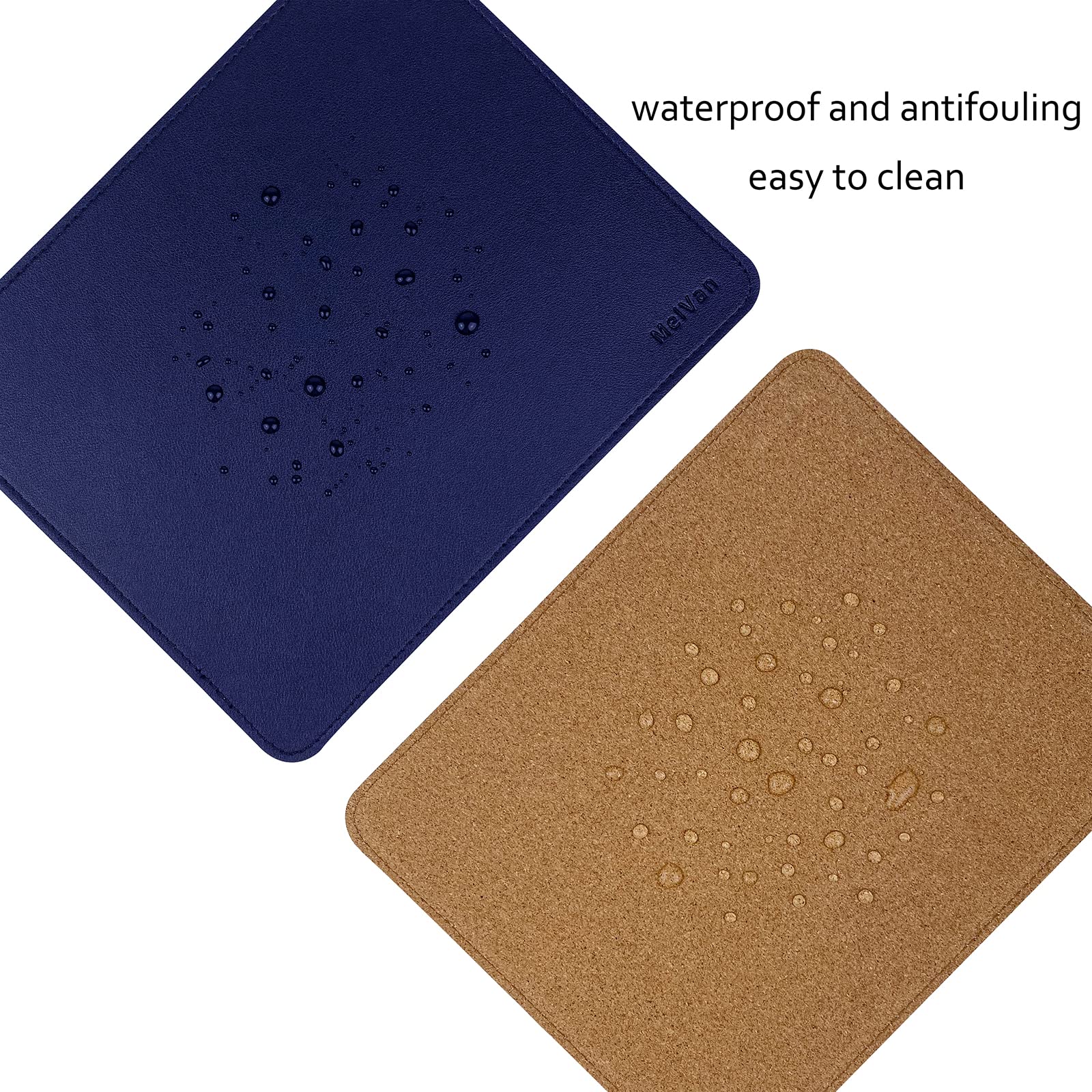 Premium PU Leather Mouse Pad with Stitched Edge - Waterproof Wooden Gaming Mouse Mat for PC, Laptop, Office & Home Use - 10.2