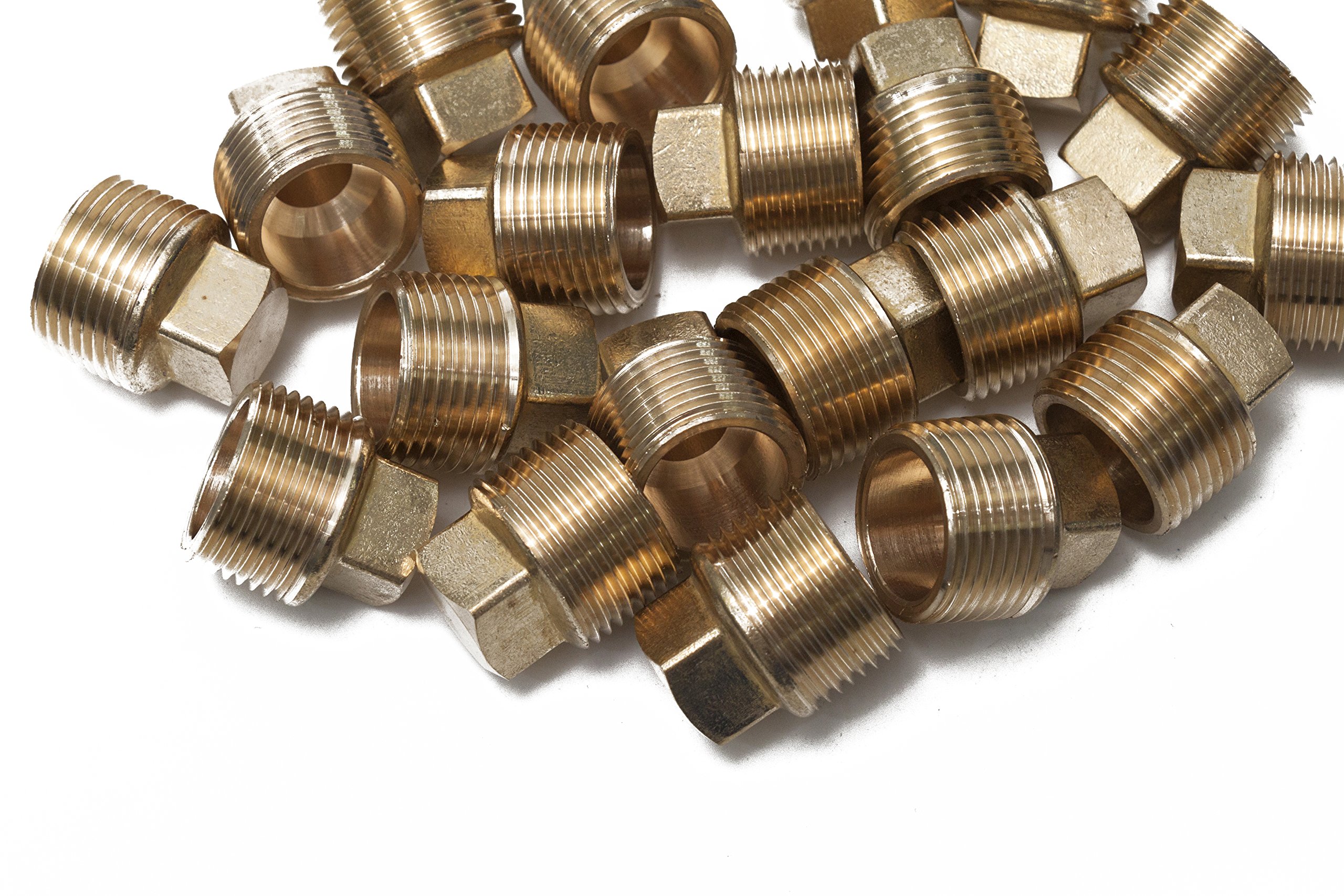 LTWFITTING 3/4 Inch Male NPT Brass Pipe Square Head Plug Fittings - Pack of 200 for Air, Fuel, Water & Marine Applications - Perfect for Plumbing, Boat Repair, and Industrial Use