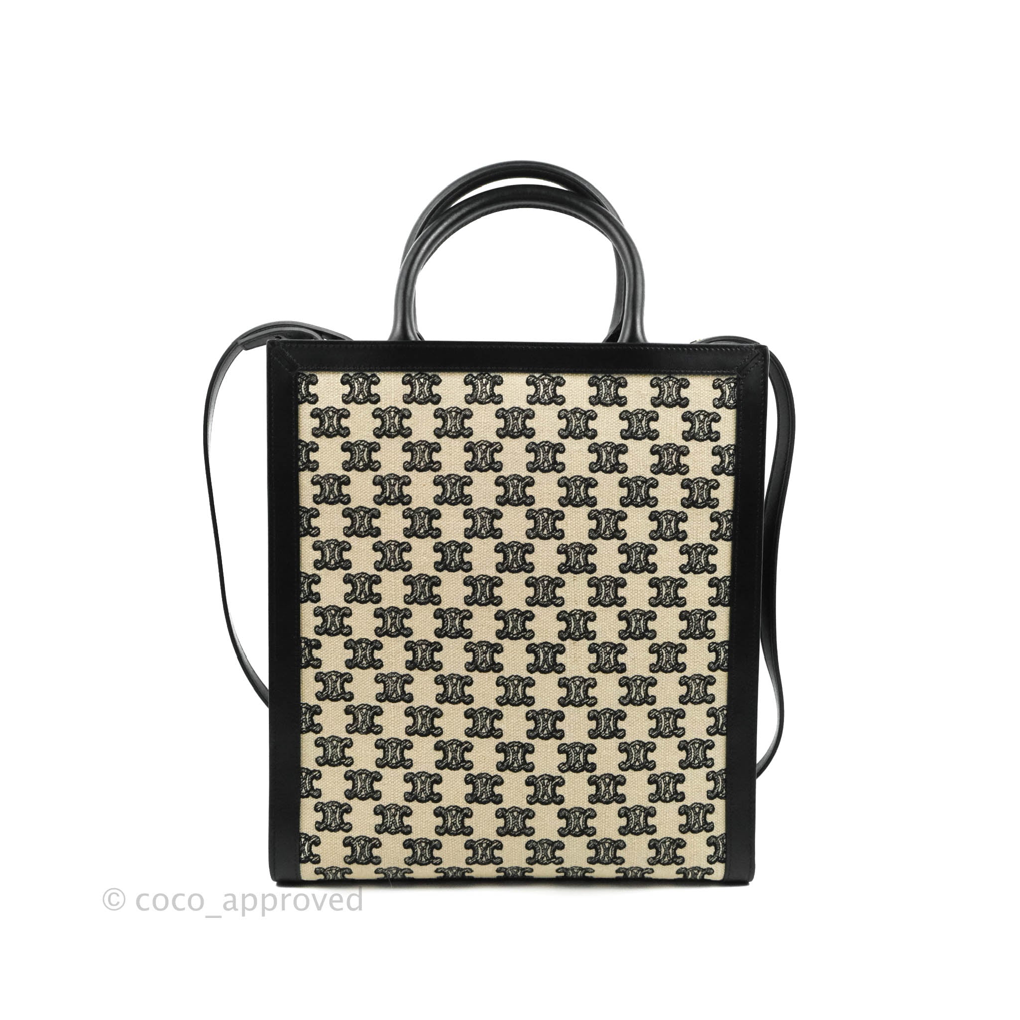 Celine Small Cabas Vertical Tote Bag with Triomphe Embroidery in Black Textile - Perfect for Work, Travel & Everyday Luxury Fashion Accessory