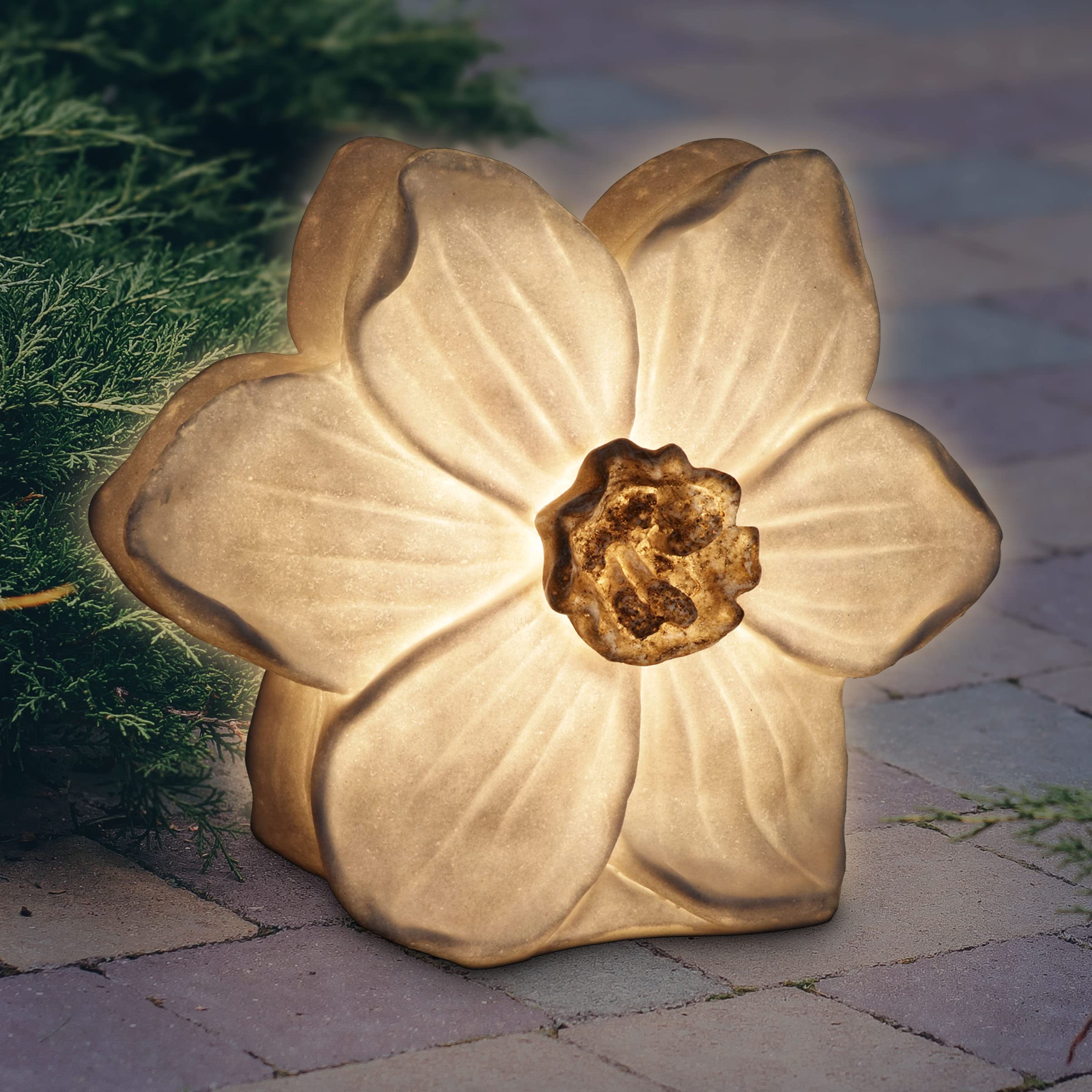 Exhart Solar White Narcissus Flower Garden Light - 11