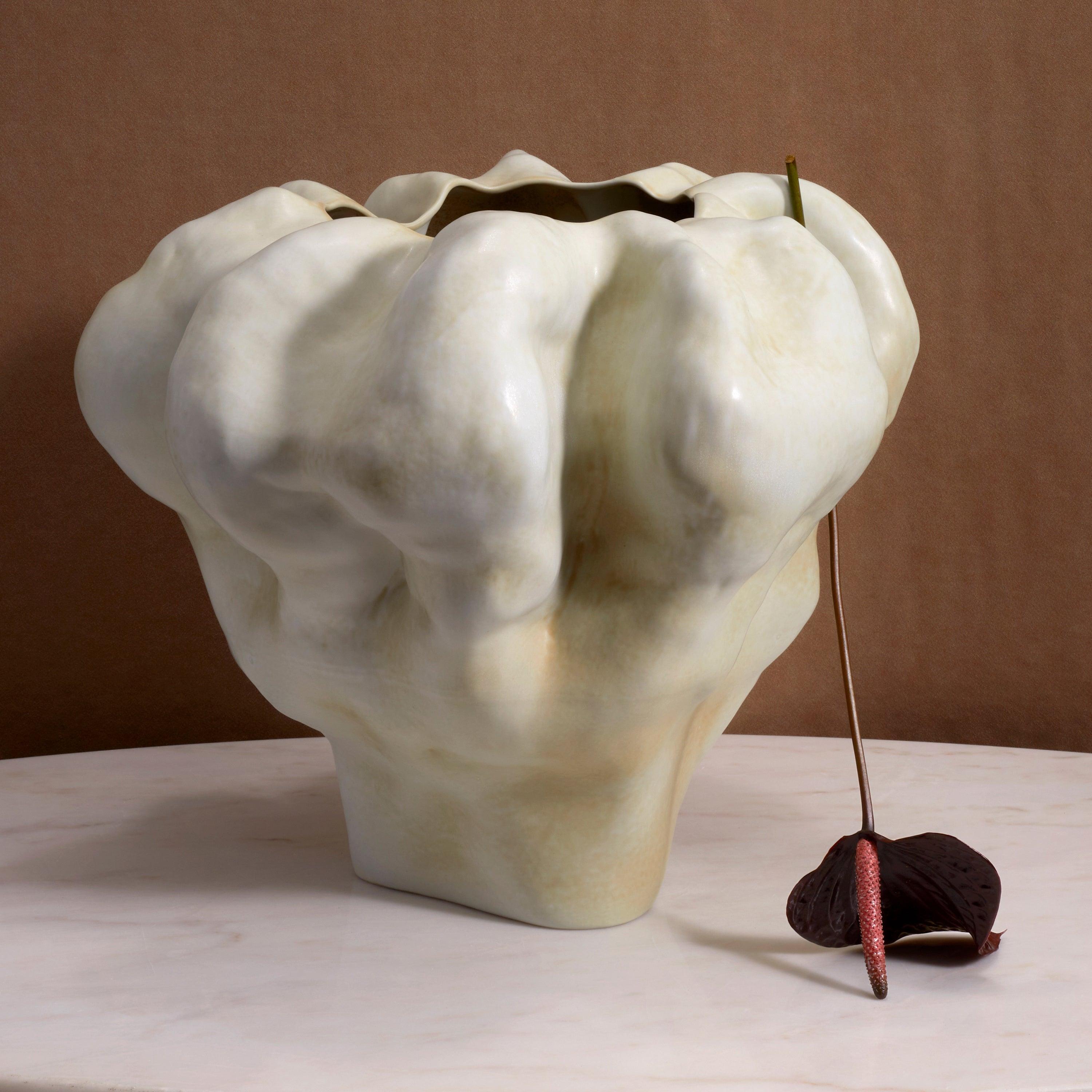 Timna Short Latte Vase - Modern Ceramic Flower Vase for Home Decor, Office, Wedding Centerpiece