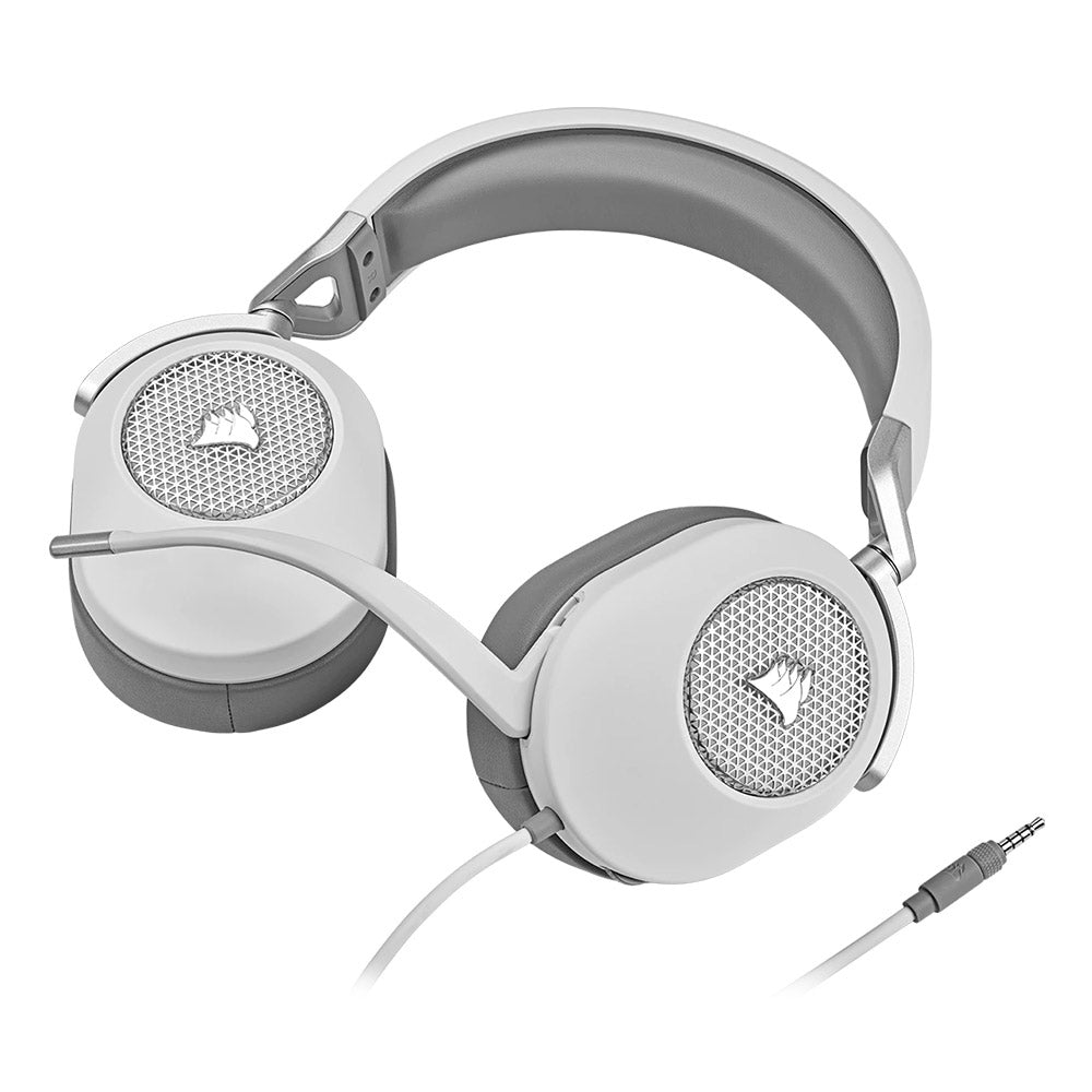 Corsair HS65 Surround Gaming Headset - White | 7.1 Virtual Surround Sound, Memory Foam Ear Cushions | Perfect for PC, PS5, Xbox & Competitive Gaming