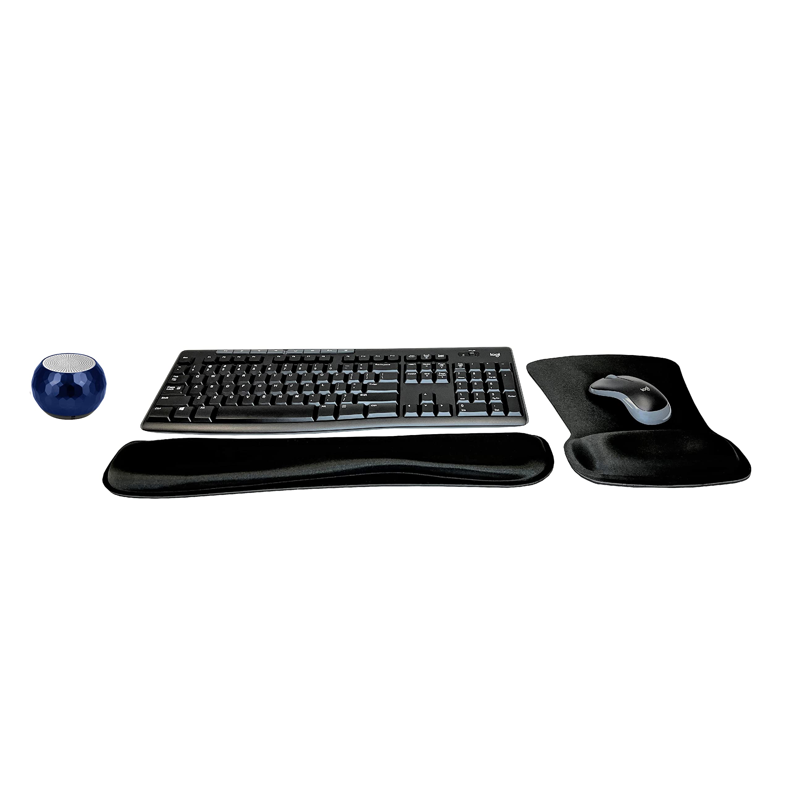Logitech MK270 Wireless Keyboard and Mouse Combo for Home Office, Travel & Gaming | Includes Bluetooth Speaker, Ergonomic Wrist Rest & Mouse Pad | Perfect for Remote Work, Business Trips & PC Setup