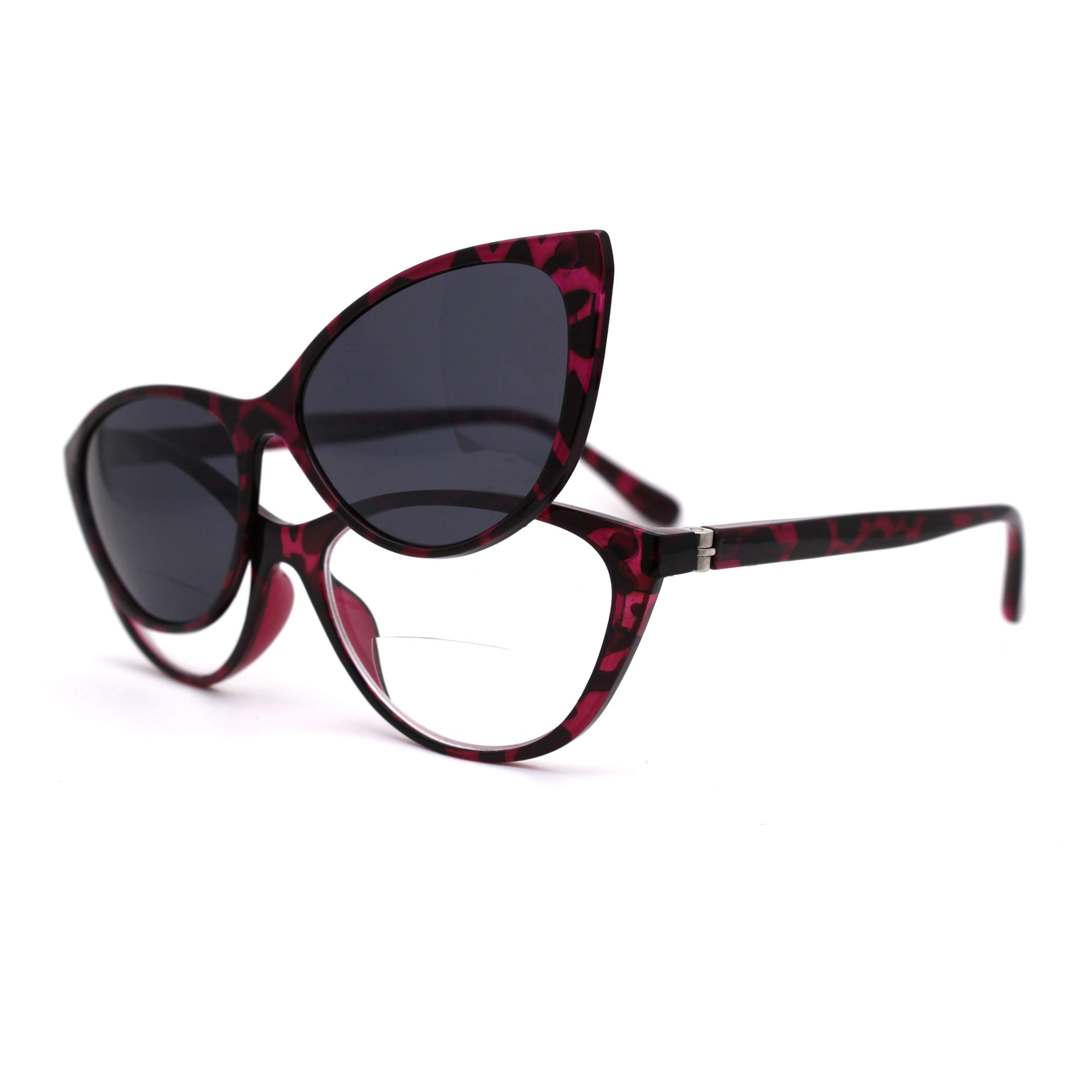 Cateye Magnetic Clip-On Polarized Sunglasses for Bifocal Reading Glasses - UV Protection & Anti-Glare for Driving, Fishing & Outdoor Activities