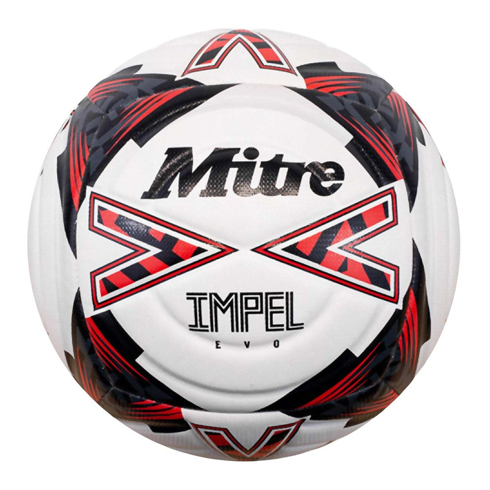 Mitre Impel Evo 24 Football - Size 5 Official Match Ball (White/Red) for Soccer Training & Competitive Games - Perfect for Practice, Matches & Backyard Play