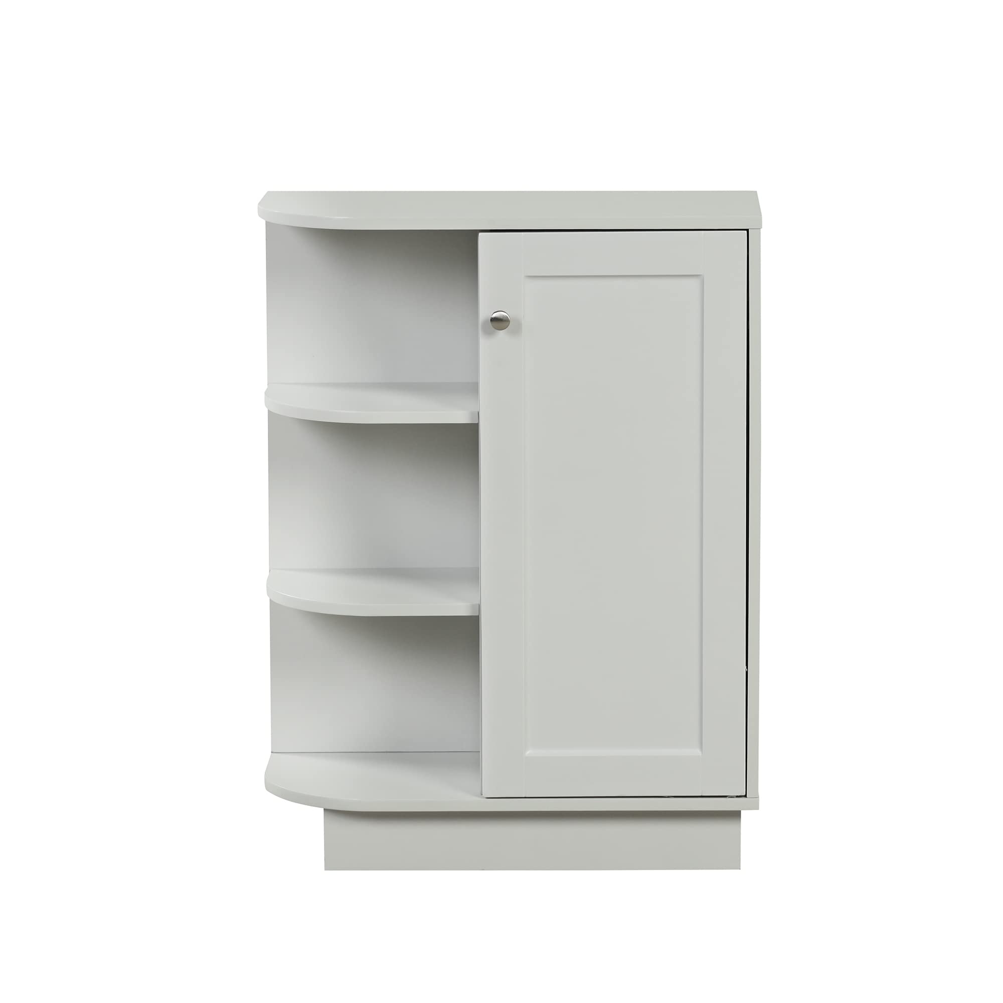 HSyuelan Grey Corner Cabinet - Freestanding Bathroom & Kitchen Storage Cabinet with Adjustable Shelves, Open Shelf Design, Easy Assembly | Perfect for Small Spaces, Bathroom Organization & Kitchen Storage Solutions