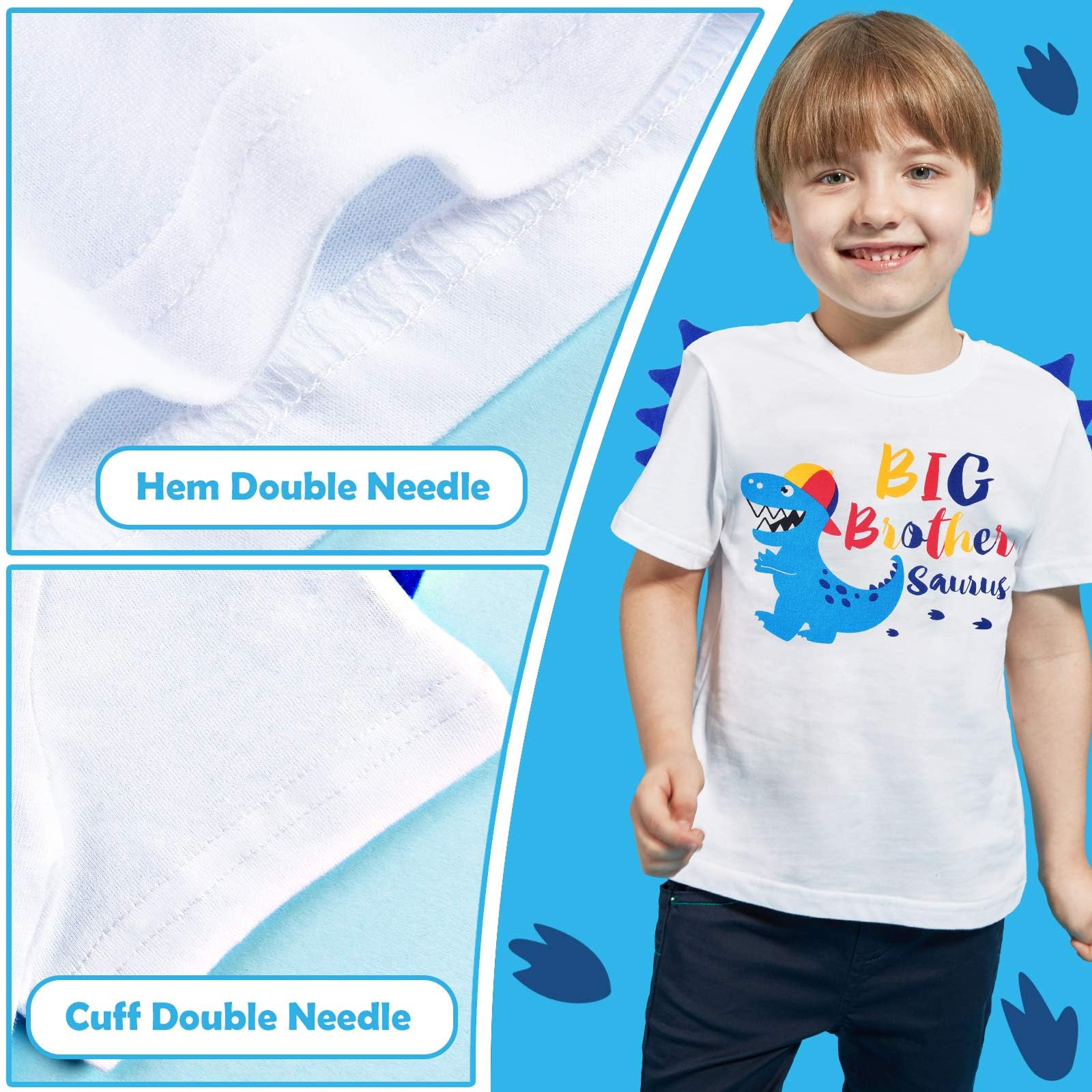 Dinosaur Big Brother Announcement T-Shirt - Cute Sibling Outfits for Toddler Boys | Fun Family Matching Clothes for Birth Announcements & Photo Shoots