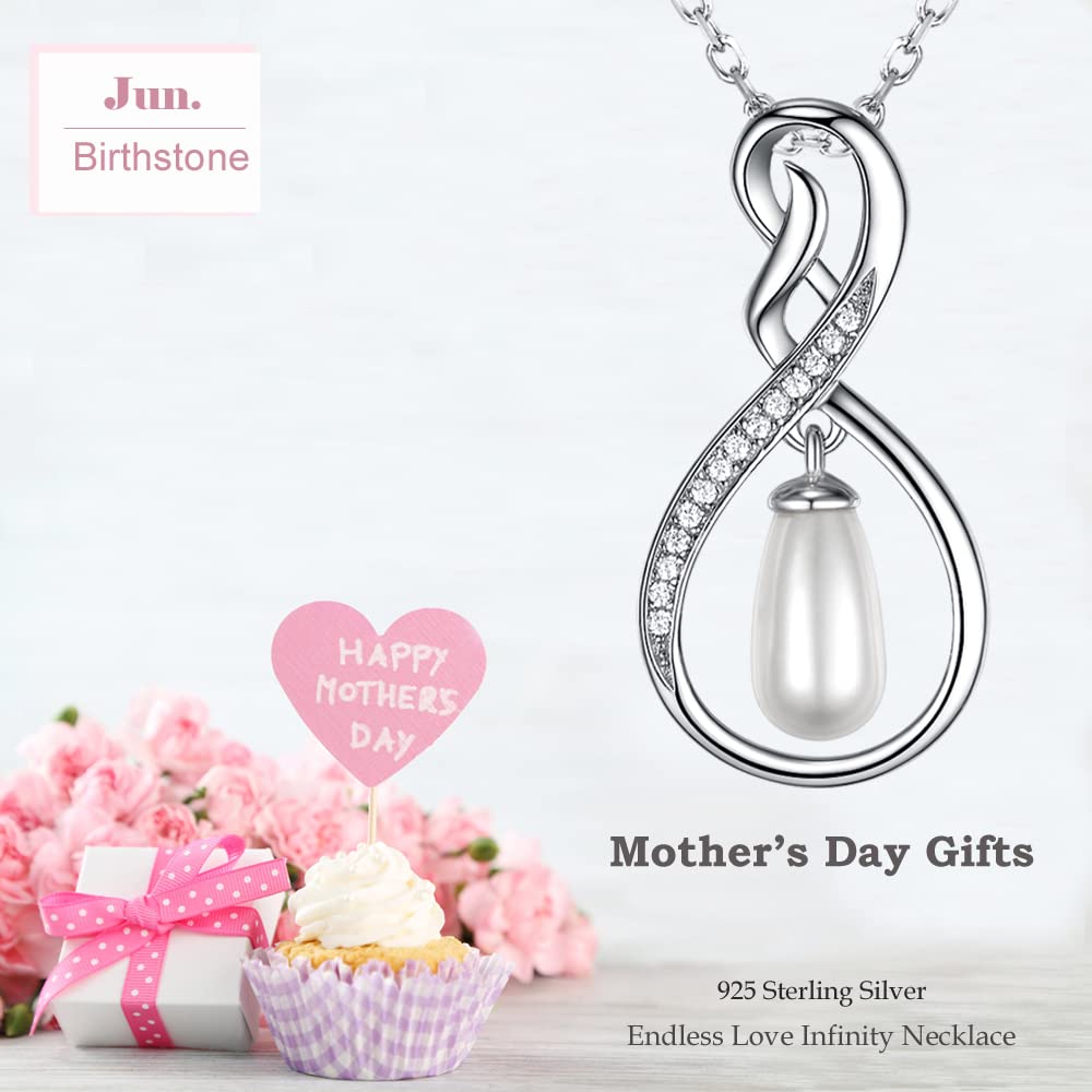 Forever Love Infinity Necklace for Women - April & May Birthstone Jewelry with Simulated Diamond & Emerald - 925 Sterling Silver Necklace Gift for Wife, Mom, Her - Perfect for Birthdays, Anniversaries & Special Occasions
