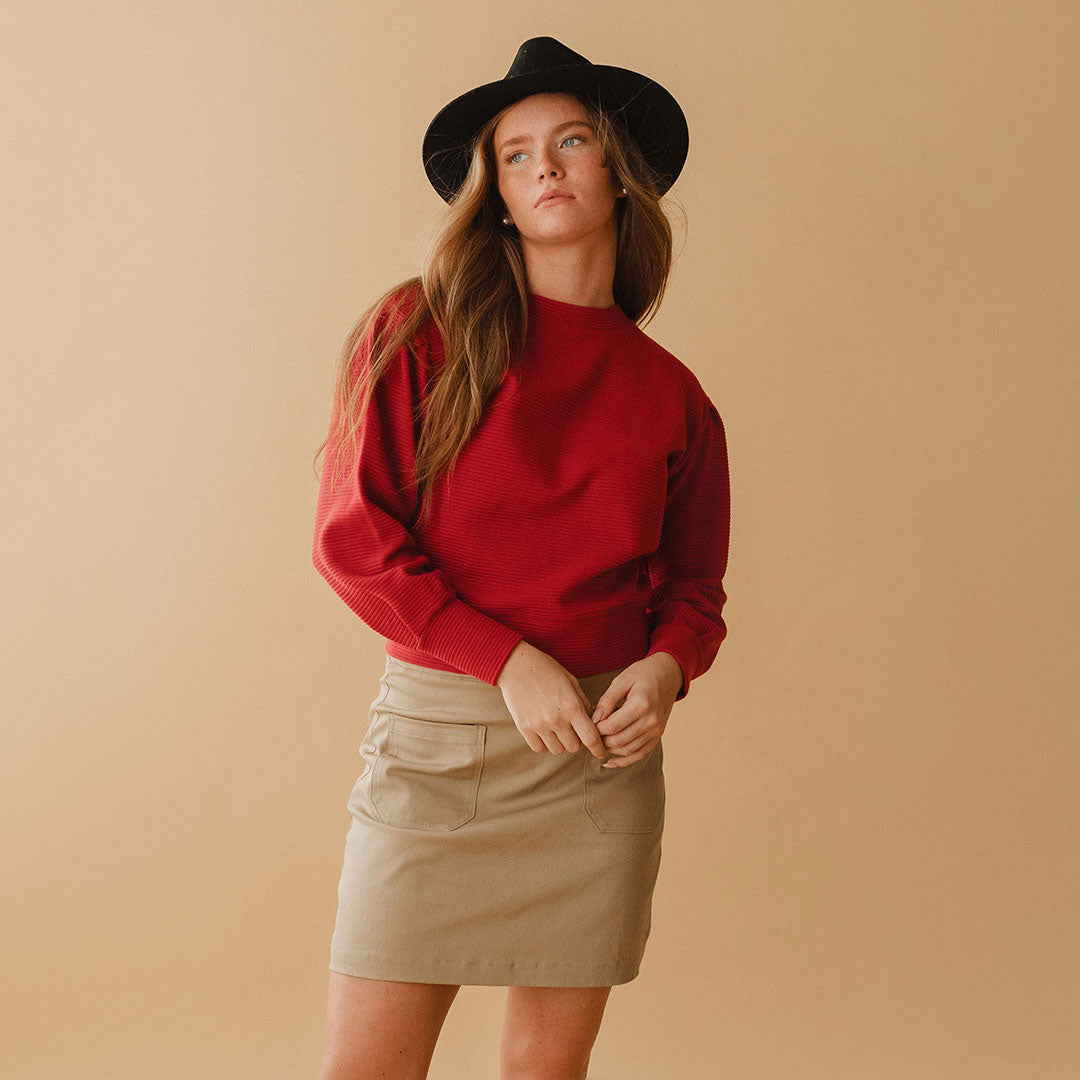 Stylish Brown Canvas Skirt for Women - Comfortable & Durable A-Line Skirt for Casual Wear, Office, or Outdoor Activities