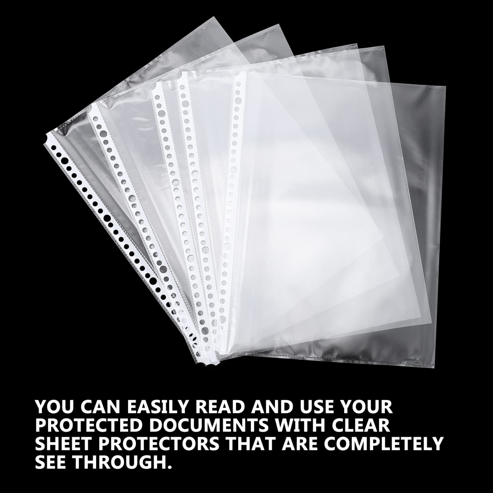 EXCEART 100Pcs Clear Plastic A4 Binder Pockets with Zipper - Loose Leaf File Pouches for Home & Office Document Organization - Perfect for School, Office Supplies, and Filing Cabinets