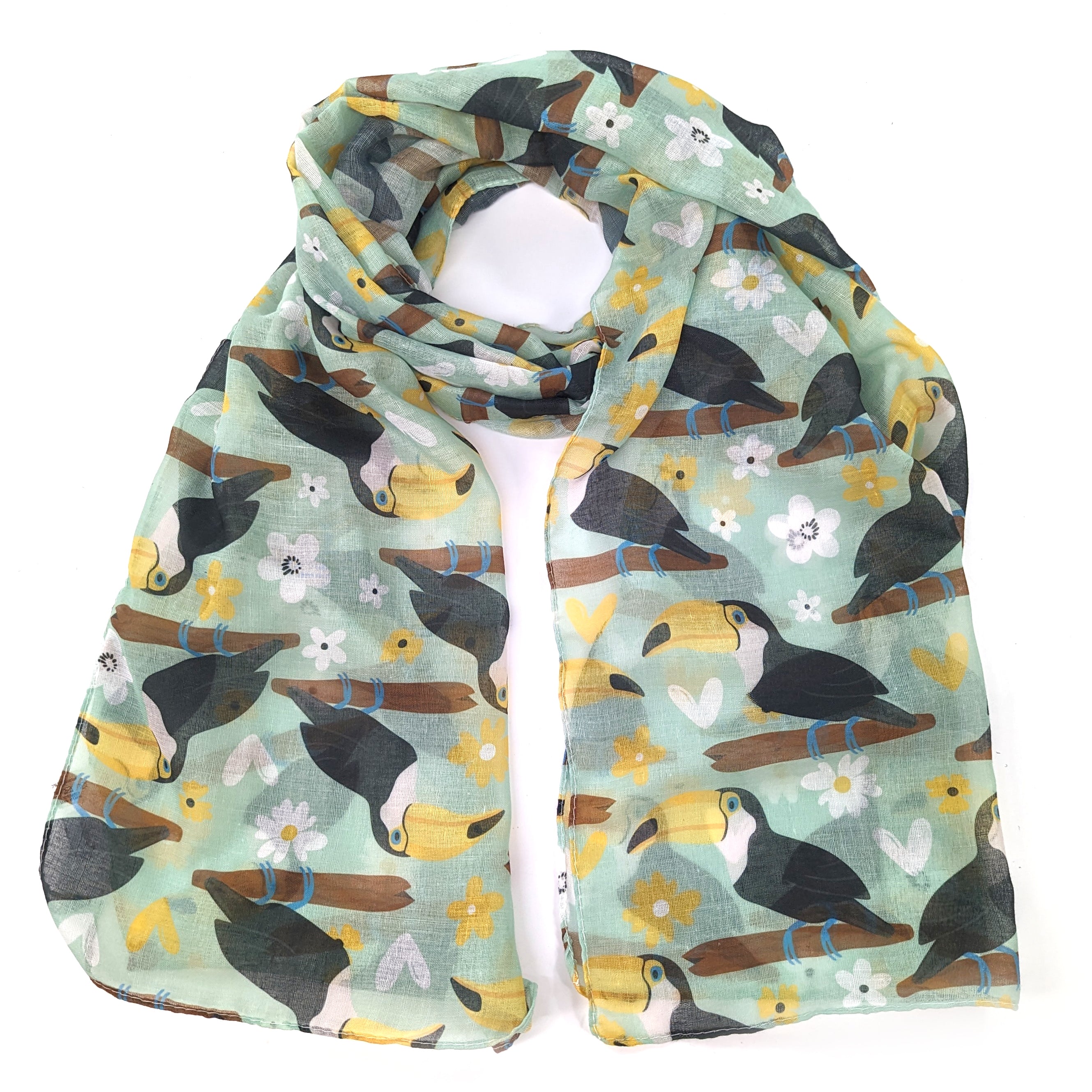 Stylish Tina the Toucan Print Women's Fashion Scarf - Lightweight & Soft for Everyday Wear, Office, and Special Occasions