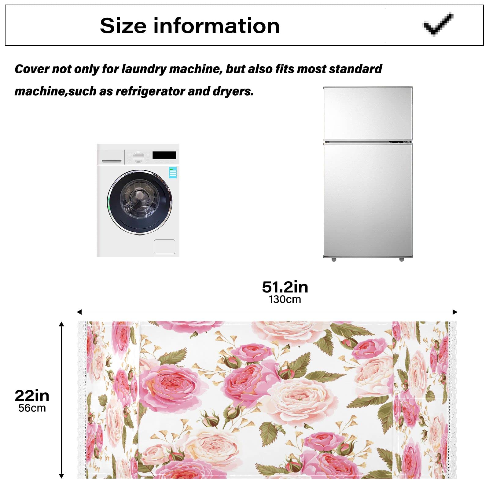 Floral Rose Pink Washing Machine Cover - 51