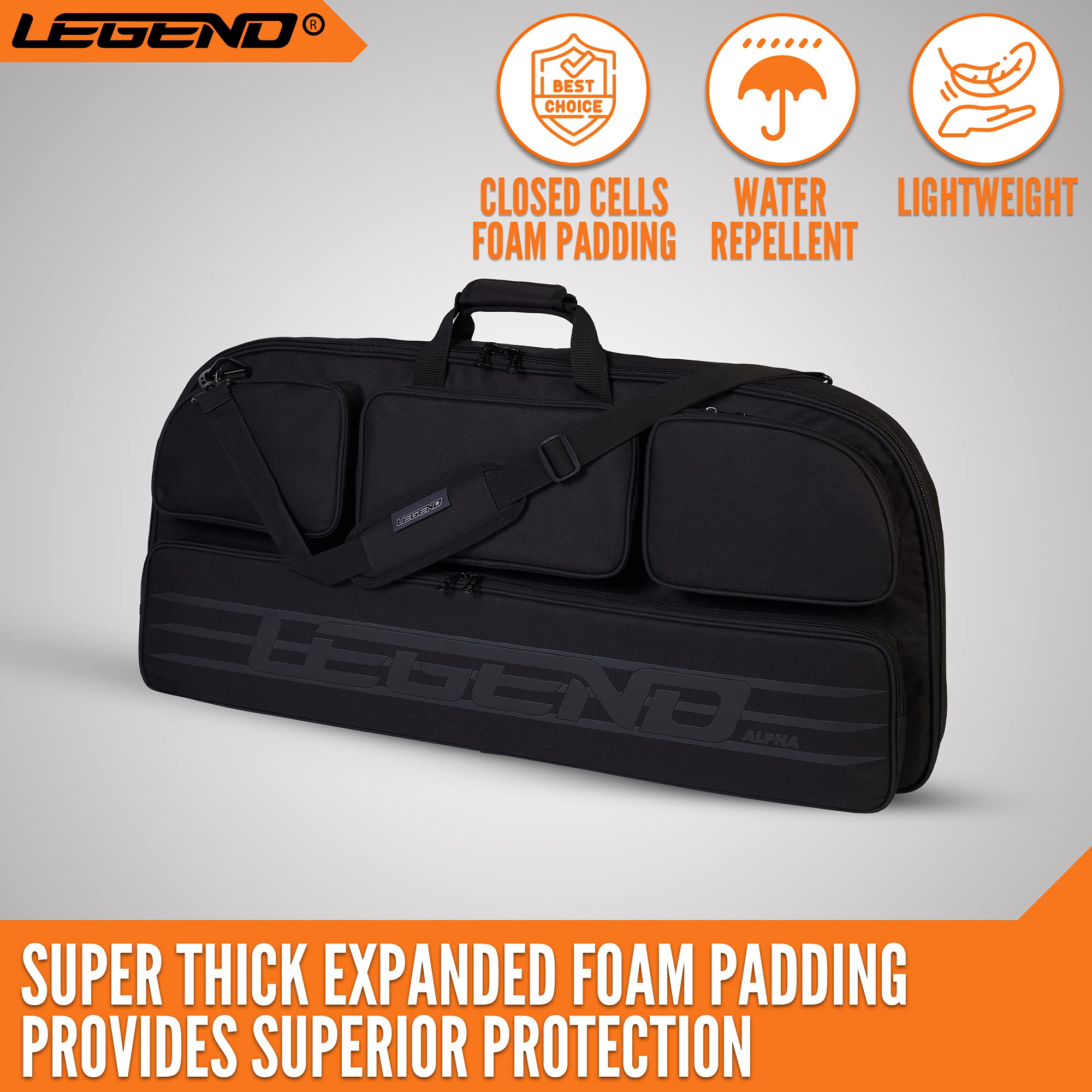 LEGEND Alpha Compound Bow Case - Waterproof Archery Bow Bag with Backpack & Shoulder Straps - Fits 37