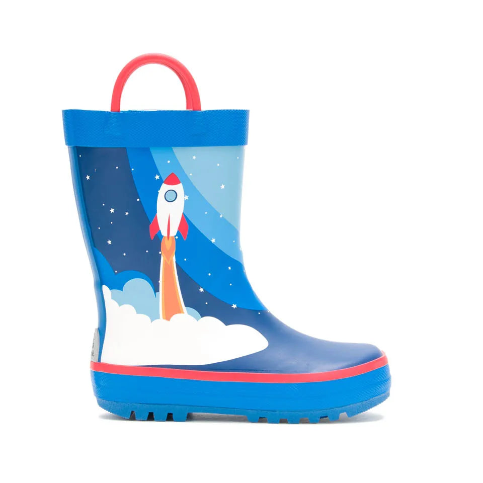 Kamik Rocket Ship Kids Rain Boots - Waterproof & Durable for Boys & Girls - Perfect for Puddles, Playground & Outdoor Adventures