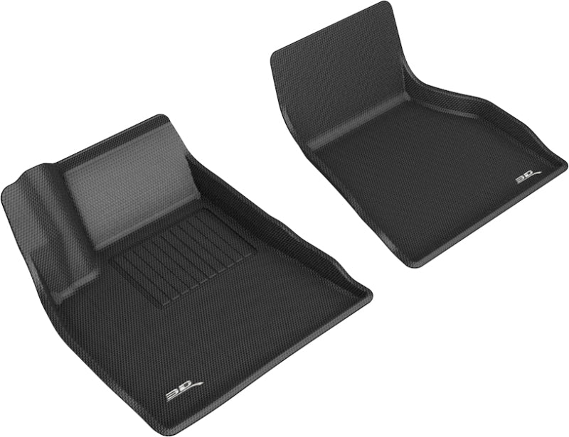3D MAXpider Custom Fit All-Weather Floor Mats for Tesla Model S (2015-2020) - Kagu Series 1st Row Black Car Mats | Durable Protection for Drivers & Passengers | Perfect for Daily Commute, Road Trips & Winter Weather