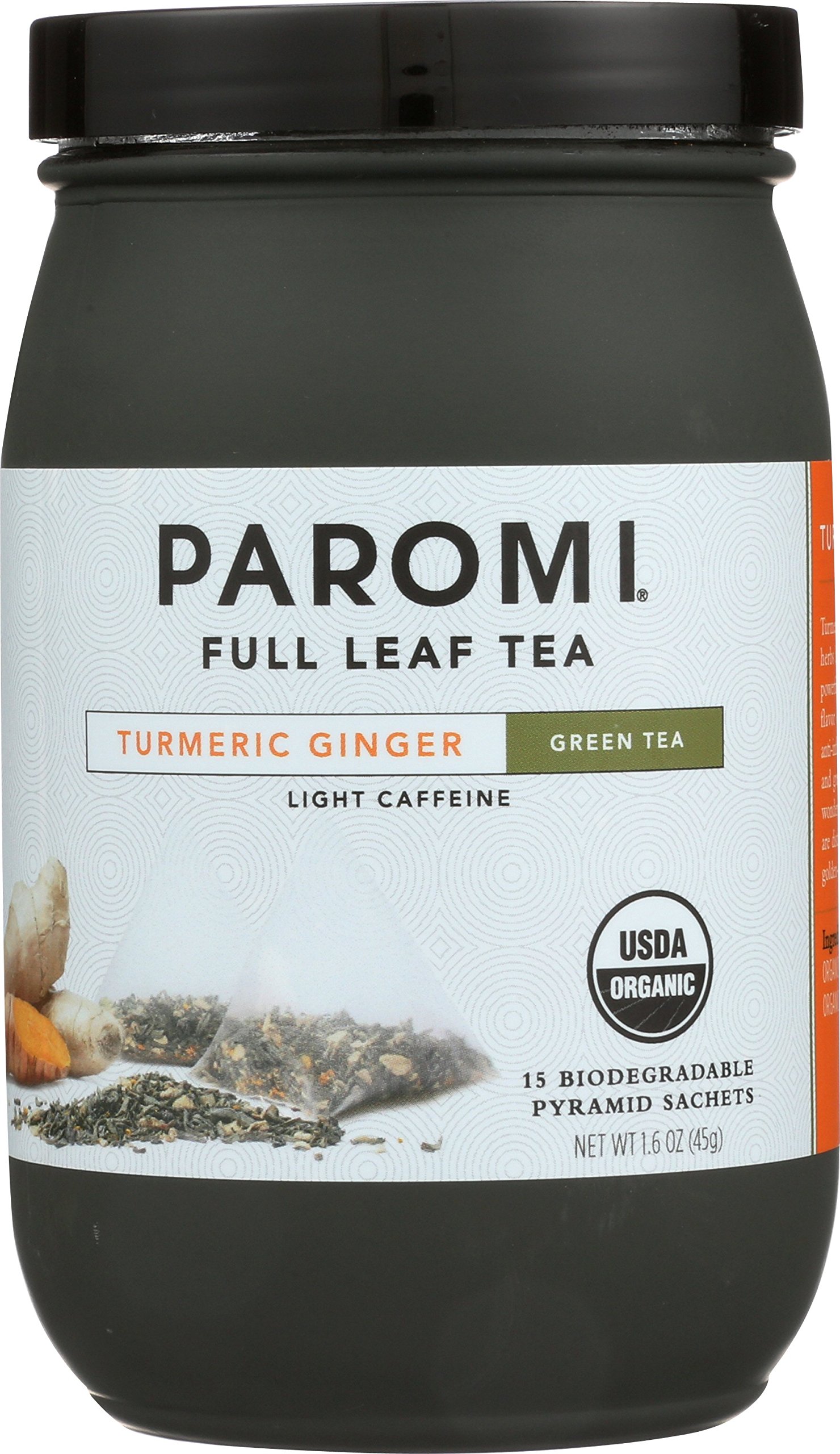 Organic Paromi Green Turmeric Ginger Tea Bags - 15 Count | Antioxidant Herbal Tea for Digestion & Immunity | Perfect for Morning Boost & Relaxation