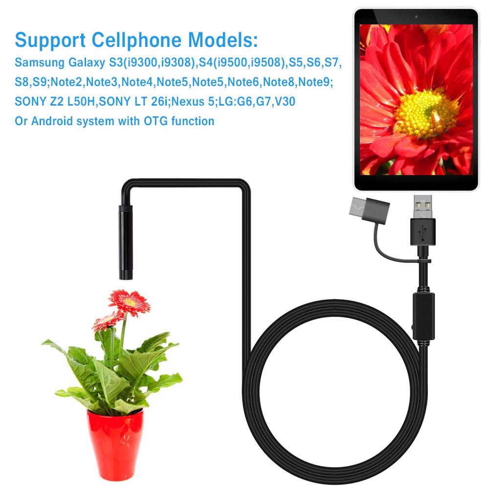 iHong Android OTG Endoscope - 1.5M Waterproof HD Snake Camera with 6 LED Lights, USB Type-C & Soft Wire, Compatible with Samsung Galaxy/Sony/Nexus/Android Smartphones & Computers - Perfect for Plumbing, HVAC, Automotive & Home Inspection
