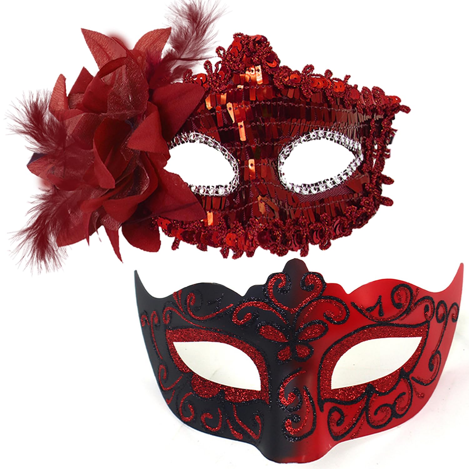 MYMENU Elegant Venetian Masquerade Mask for Women & Men - Shiny Couple Halloween Party Mask for Prom, Ball, Mardi Gras & Costume Events