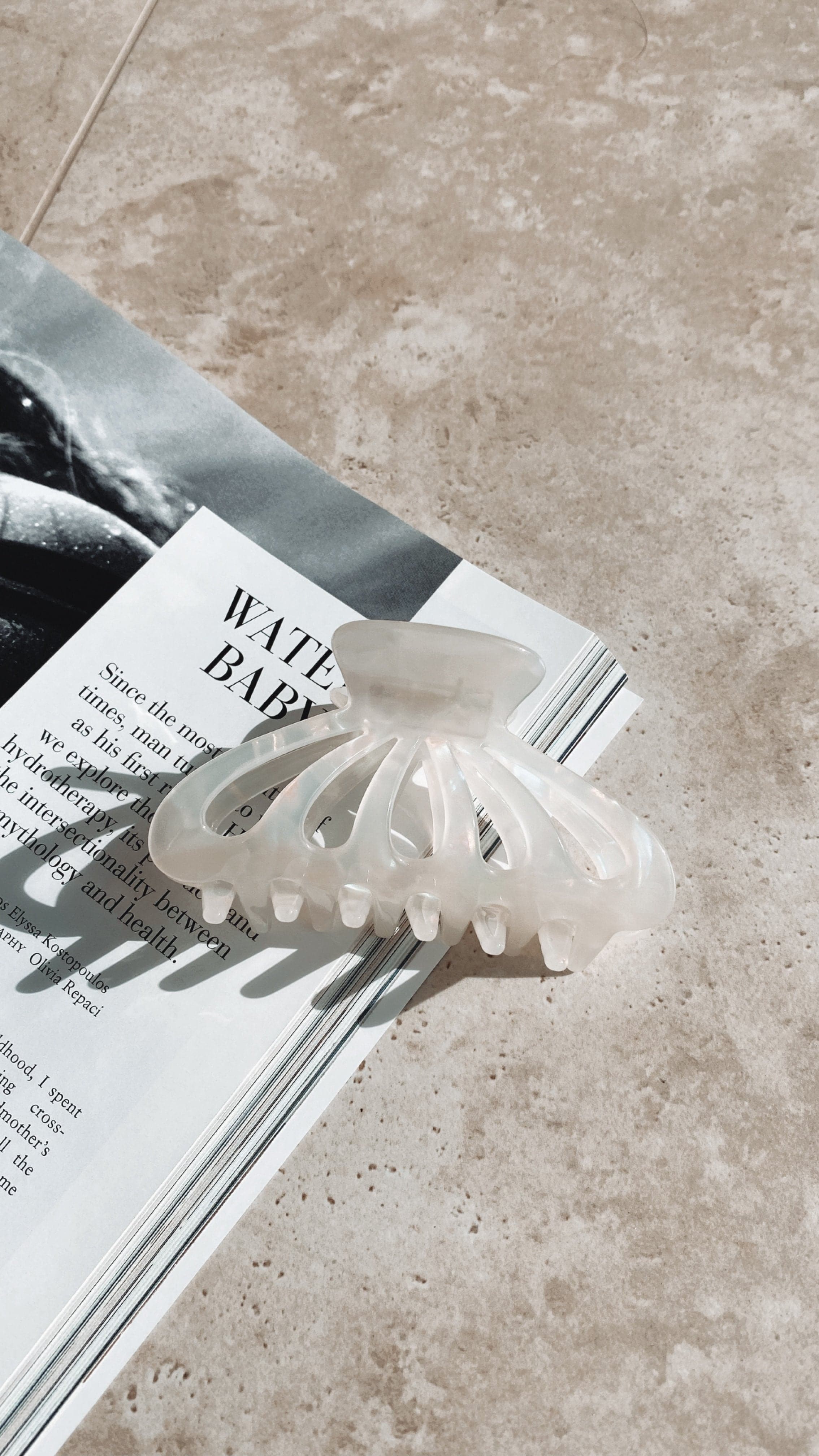 Bianca Butterfly Claw Clip Hair Accessory - Ivory Marble Design for Women | Perfect for Updos, Ponytails & Everyday Hairstyles