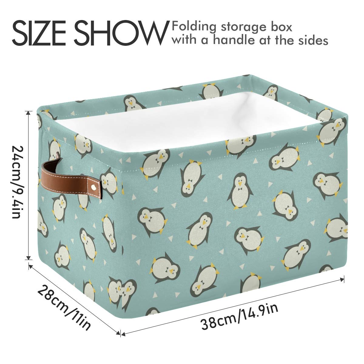 Blue Penguins Storage Baskets - Collapsible Rectangular Fabric Storage Bins for Home Organization (2-Pack) | Perfect for Kids' Room, Nursery, and Closet Storage