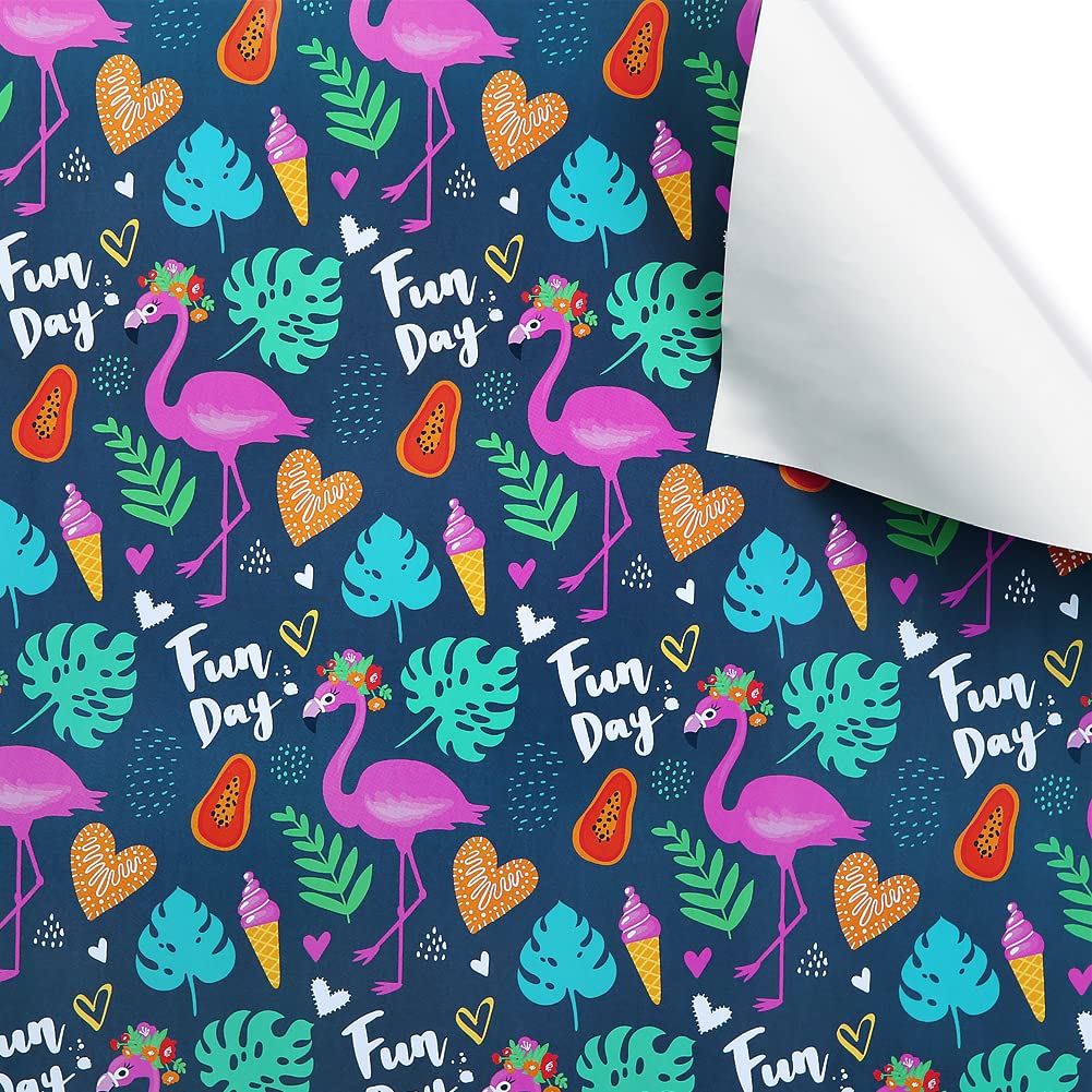 Geluode Flamingo Wrapping Paper - 6 Sheets 20x28 Inches, Tropical Hawaiian Aloha Theme for Birthday, Christmas & Party Gifts - Perfect for Beach Weddings, Luau Parties & Summer Celebrations