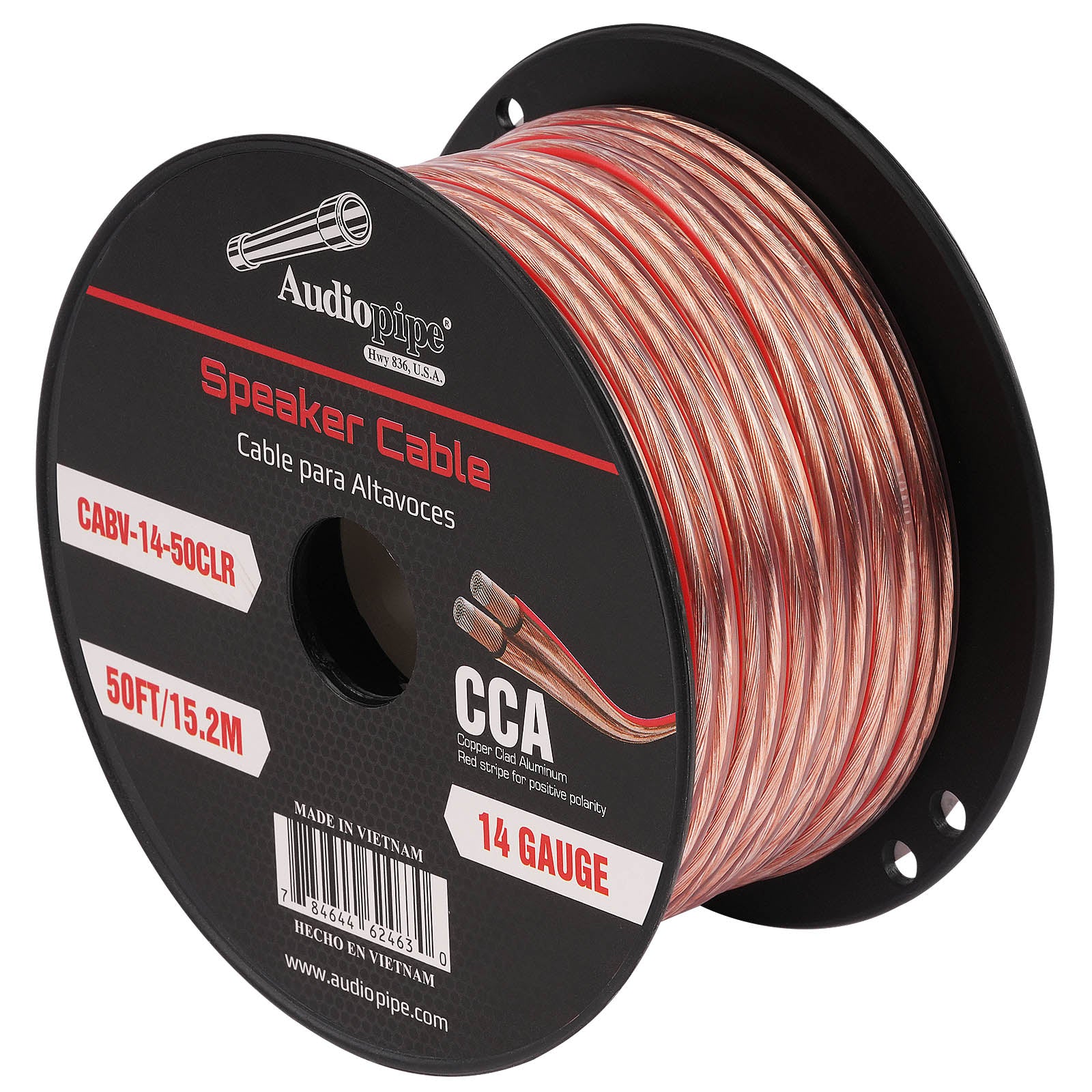 50FT 14AWG Oxygen-Free Copper Speaker Wire - High Performance Audio Cable for Home Theater, Studio & Outdoor Speakers (CABV 14 50CLR) - Perfect for Surround Sound Systems, DJ Equipment & Live Events