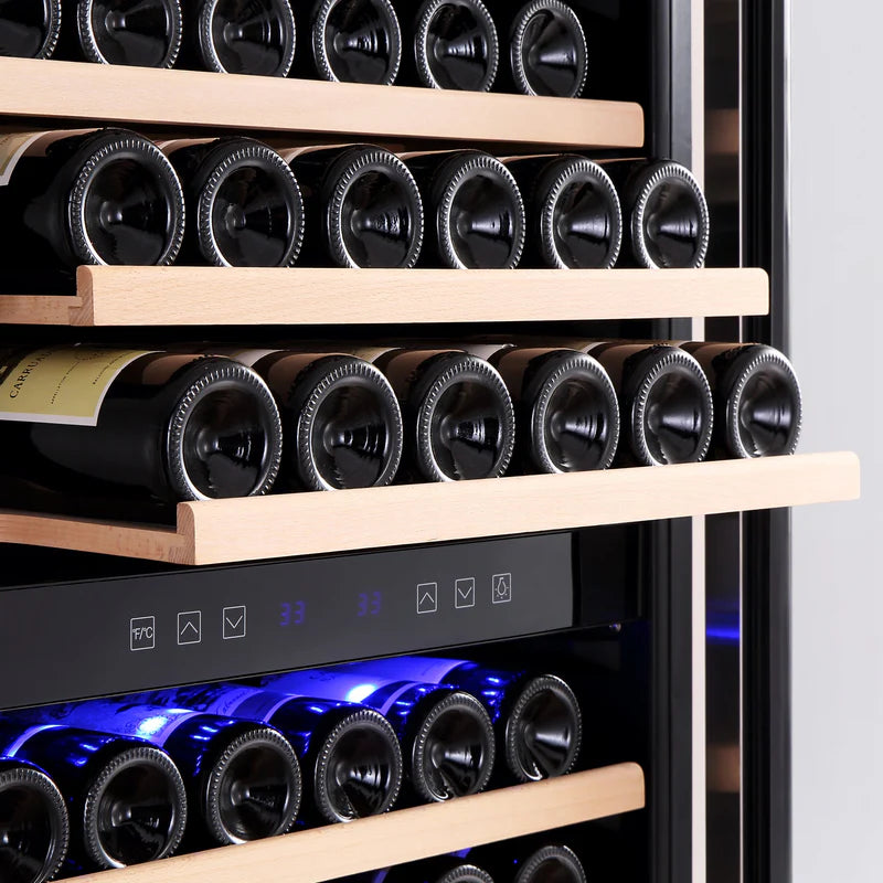 Empava 24 Inch Dual Zone Wine Cooler - 14.2 cu.ft Capacity, Holds 160 Bottles, Stainless Steel Design - Perfect for Home Bars, Restaurants, and Wine Cellars
