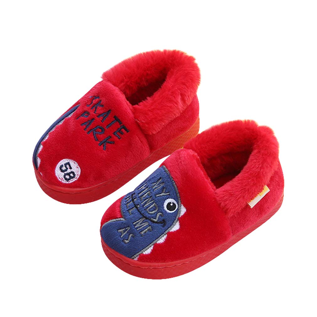 **Warm Fluffy Dinosaur Slippers for Toddler Boys & Girls - Cozy Kids House Shoes for Indoor Play & Winter Comfort**