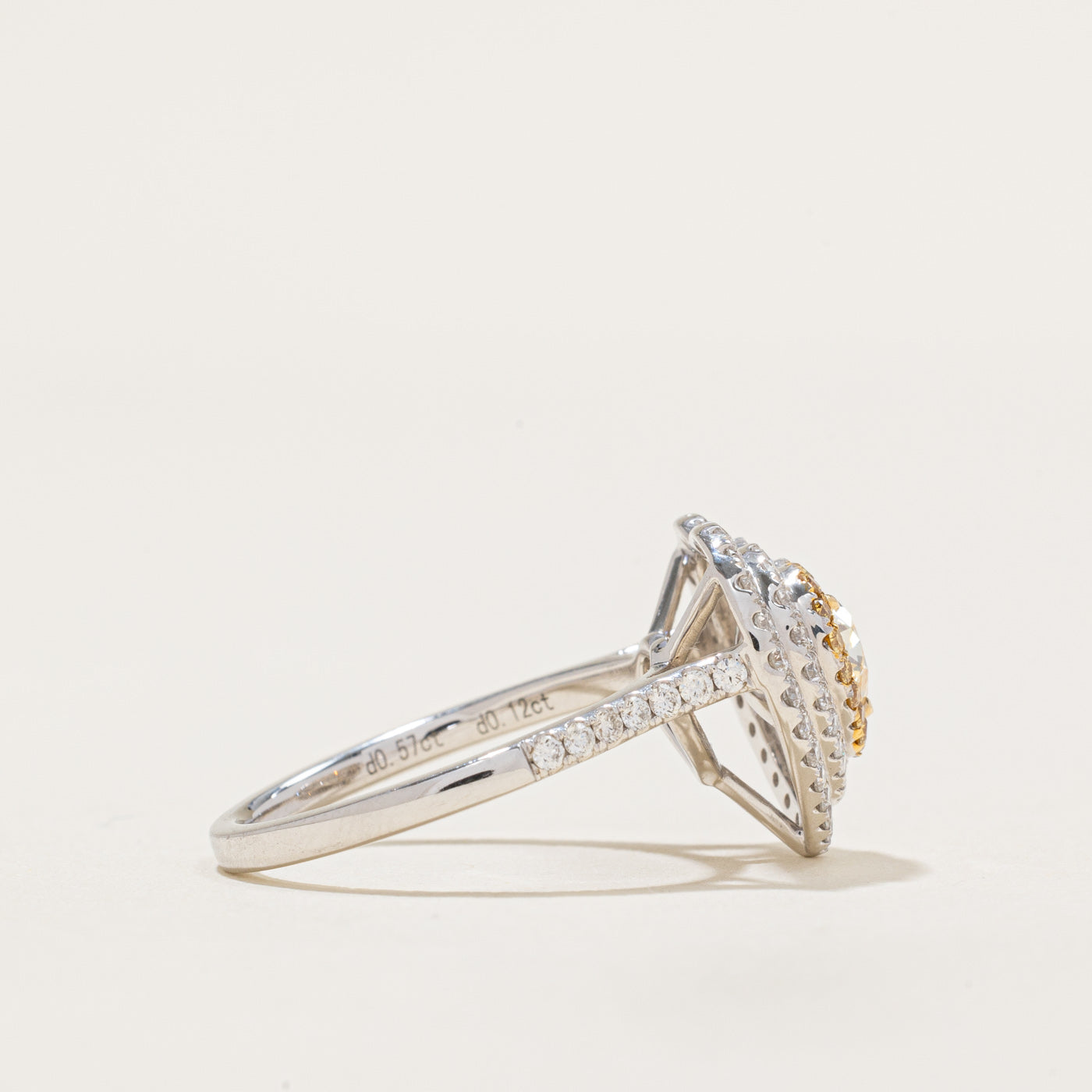 1.15ctw Yellow & White Diamond Heart Halo Ring | 0.57ctw Center Stone | Size 6 | Elegant Engagement, Anniversary or Valentine's Day Gift