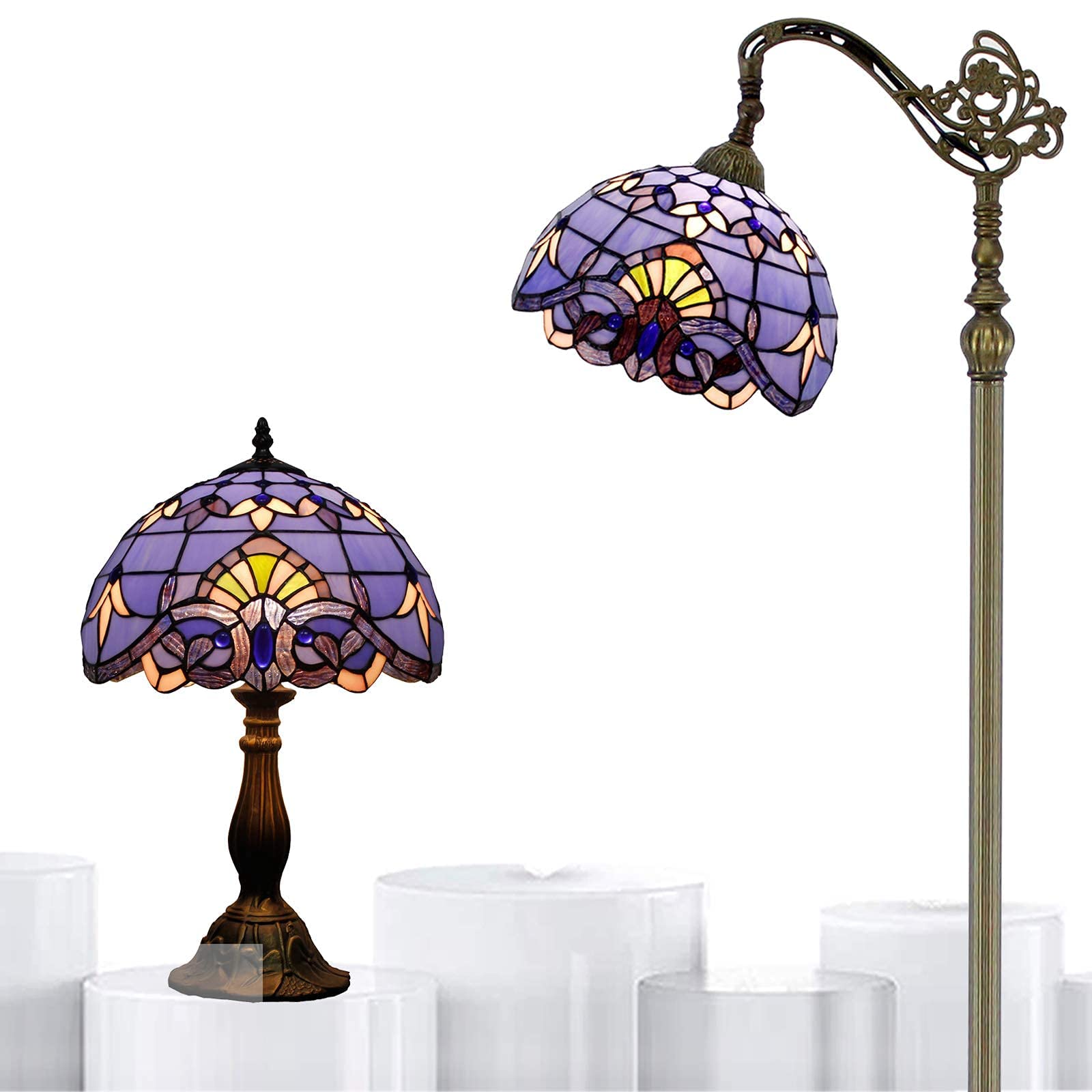 Tiffany Style Stained Glass Lamp Shade - Elegant Decorative Lighting for Living Room, Bedroom & Office | Perfect for Home Decor, Ambiance & Vintage Interior Design