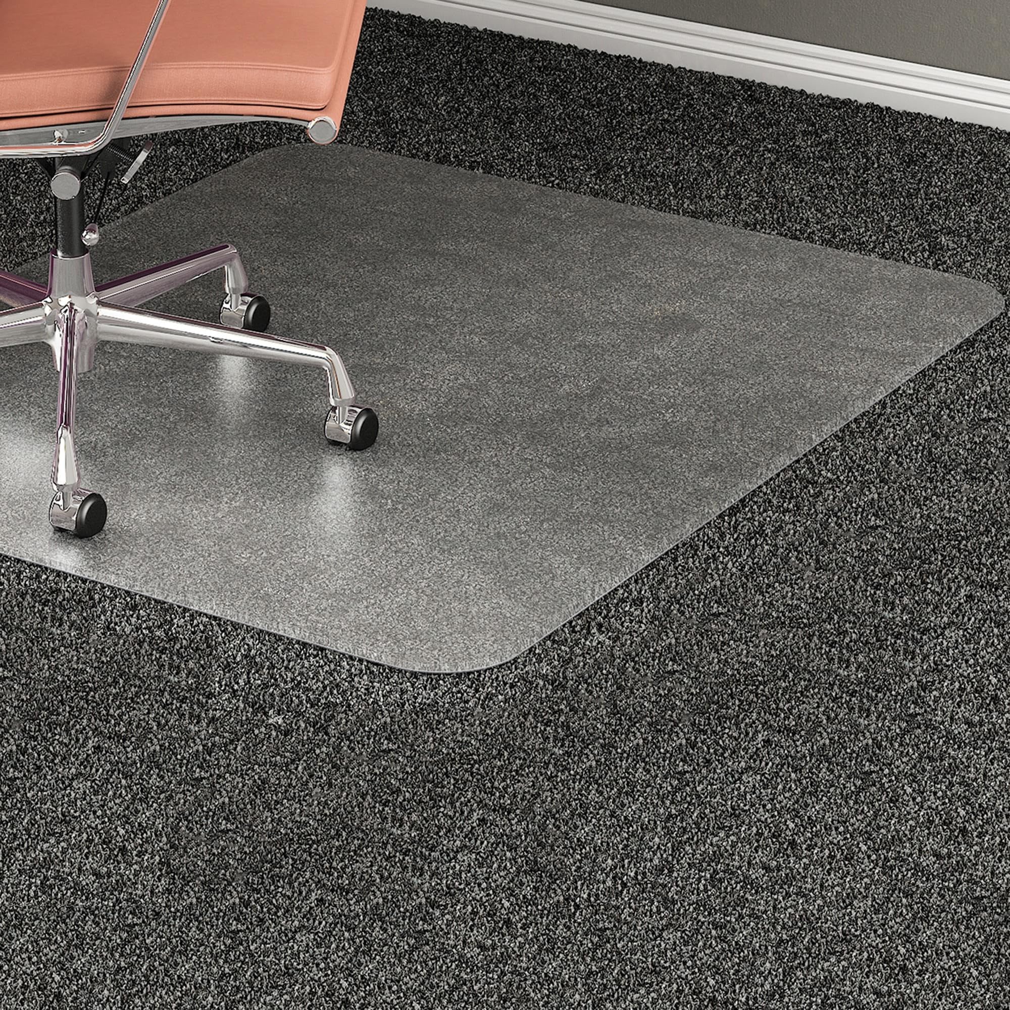 Lorell LLR69164 Clear Rectangular Medium Pile Chair Mat for Hardwood Floors & Office Use - Protects Floor from Chair Scratches & Rolling Damage (1 Each) - Ideal for Home Office, Study Room & Workspace