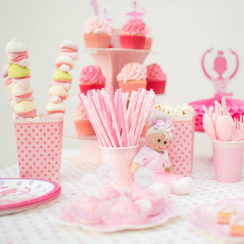 Eco-Friendly Iridescent Pink Paper Straws - Biodegradable Disposable Drinking Straws for Birthday Parties, Baby Showers, Weddings & Events (100 Count) - Perfect for Cocktails, Smoothies & Party Decorations