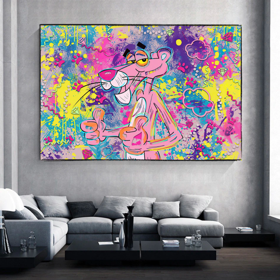 Pink Panther Canvas Wall Art - Vibrant & Creative Home Décor for Living Room, Bedroom & Office