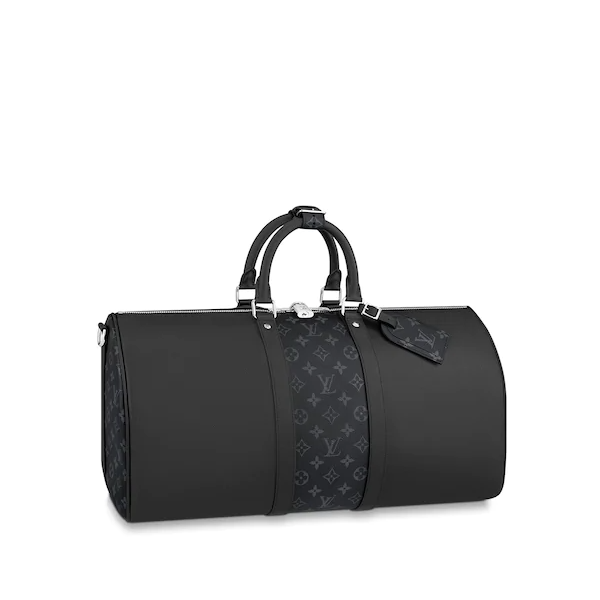 LV Keepall Bandouliere 50 Travel Duffle Bag in Black - Perfect for Weekend Getaways & Business Trips