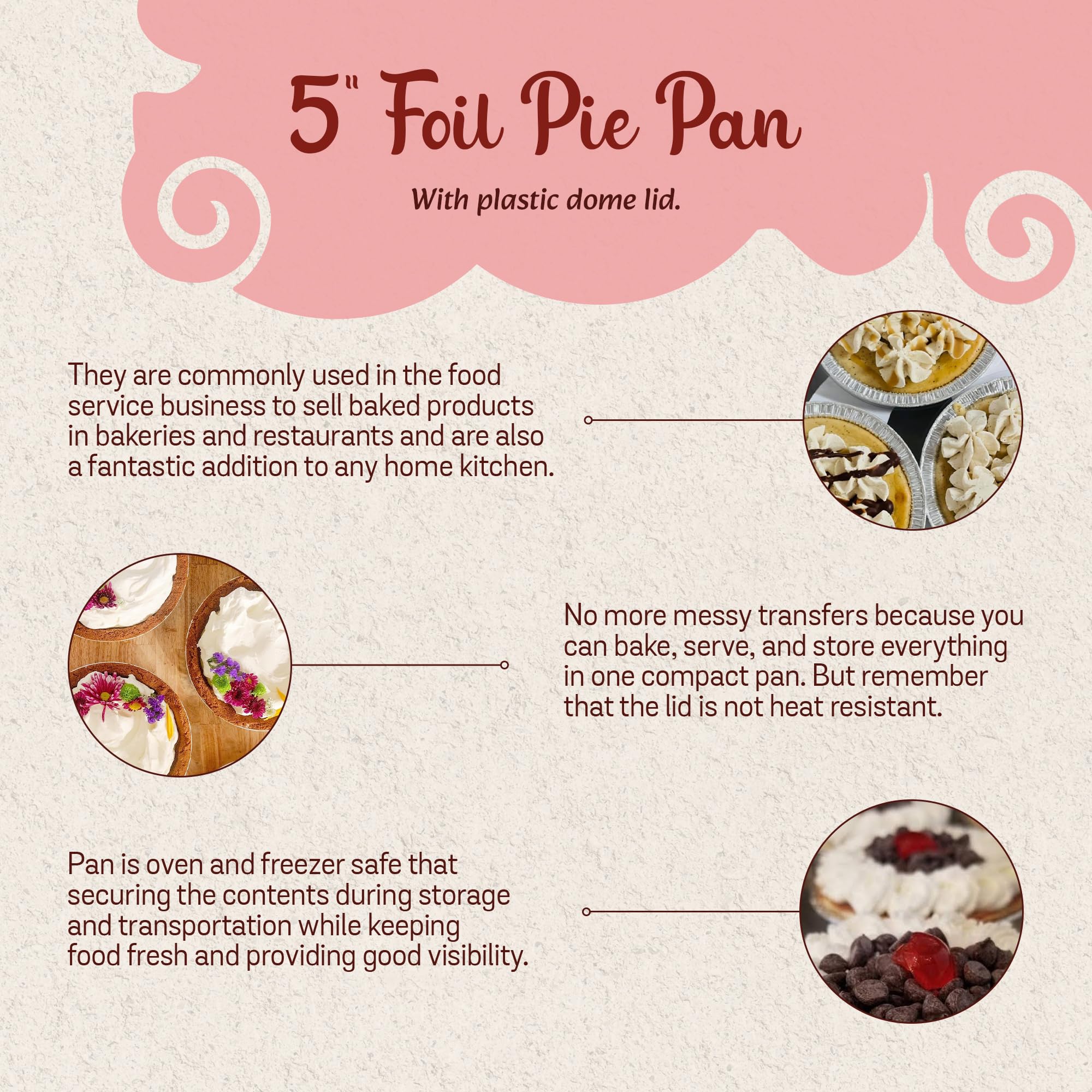 KitchenDance 5-Inch Mini Pie Tins with Lids - Premium Aluminum Pie Pans for Baking Pies, Tarts, Cobblers & Cakes - Reusable & Durable for Professional & Home Bakers (Set of 500, Red) - Perfect for Holiday Baking, Potlucks & Dessert Parties