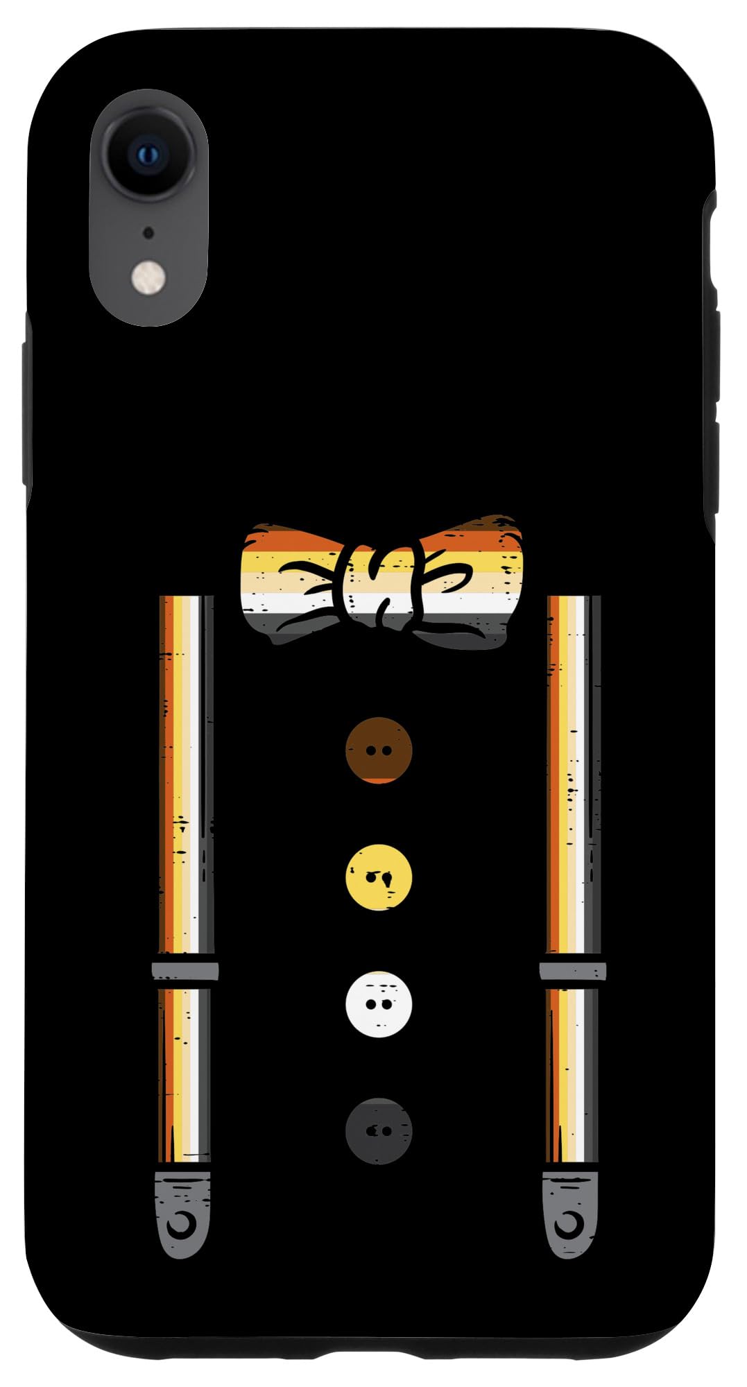 iPhone XR Case with Suspenders & Bow Tie - LGBTQ Gay Bear Flag Pride Design for Men - Perfect for Pride Parades, Parties & LGBTQ Events