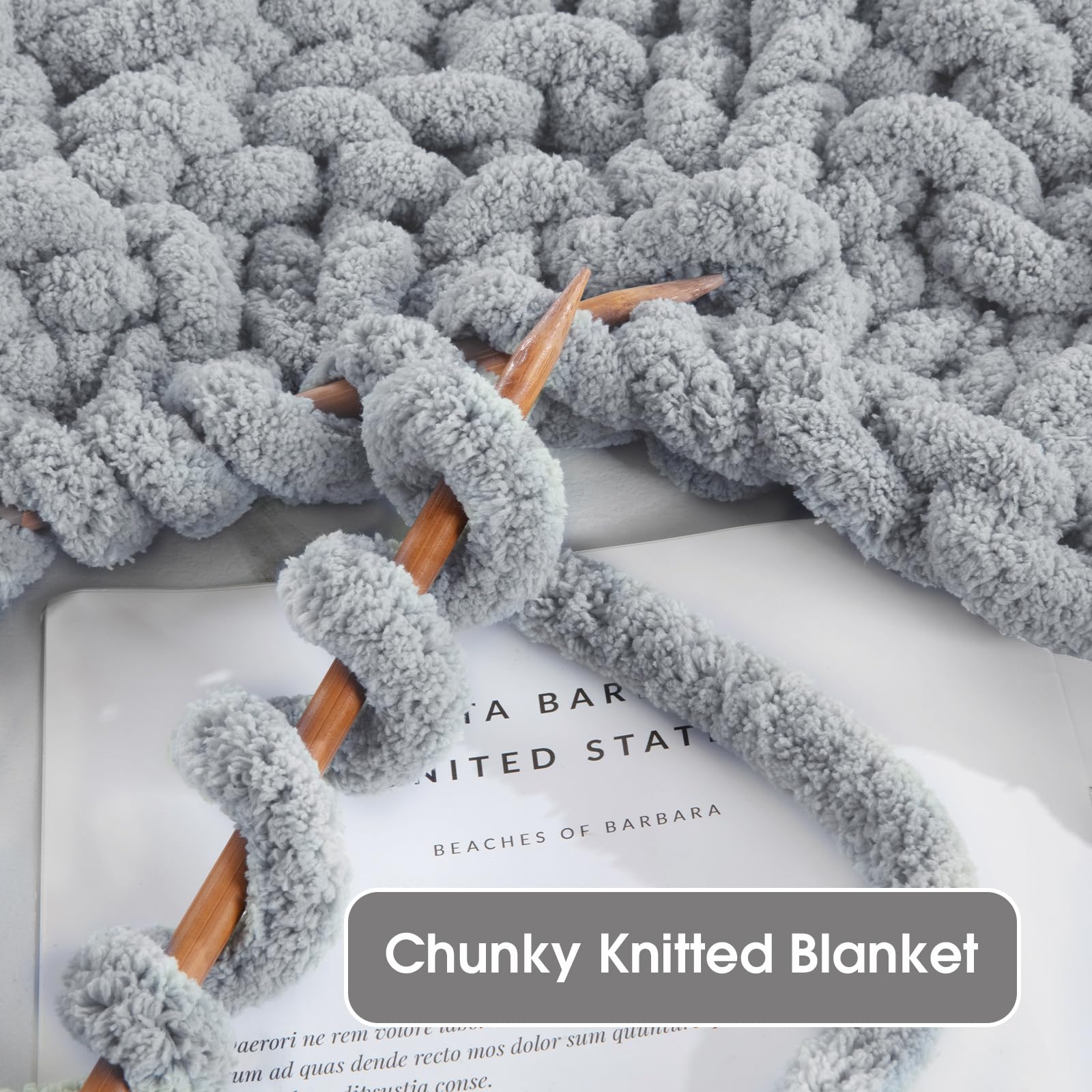 MABOZOO 8 Pack Chunky Chenille Yarn - Soft Fluffy Jumbo Yarn for Crocheting & Knitting (Medium Grey, 31.7 Yds/8 Oz Each) - Perfect for DIY Blankets, Scarves, and Home Decor Projects