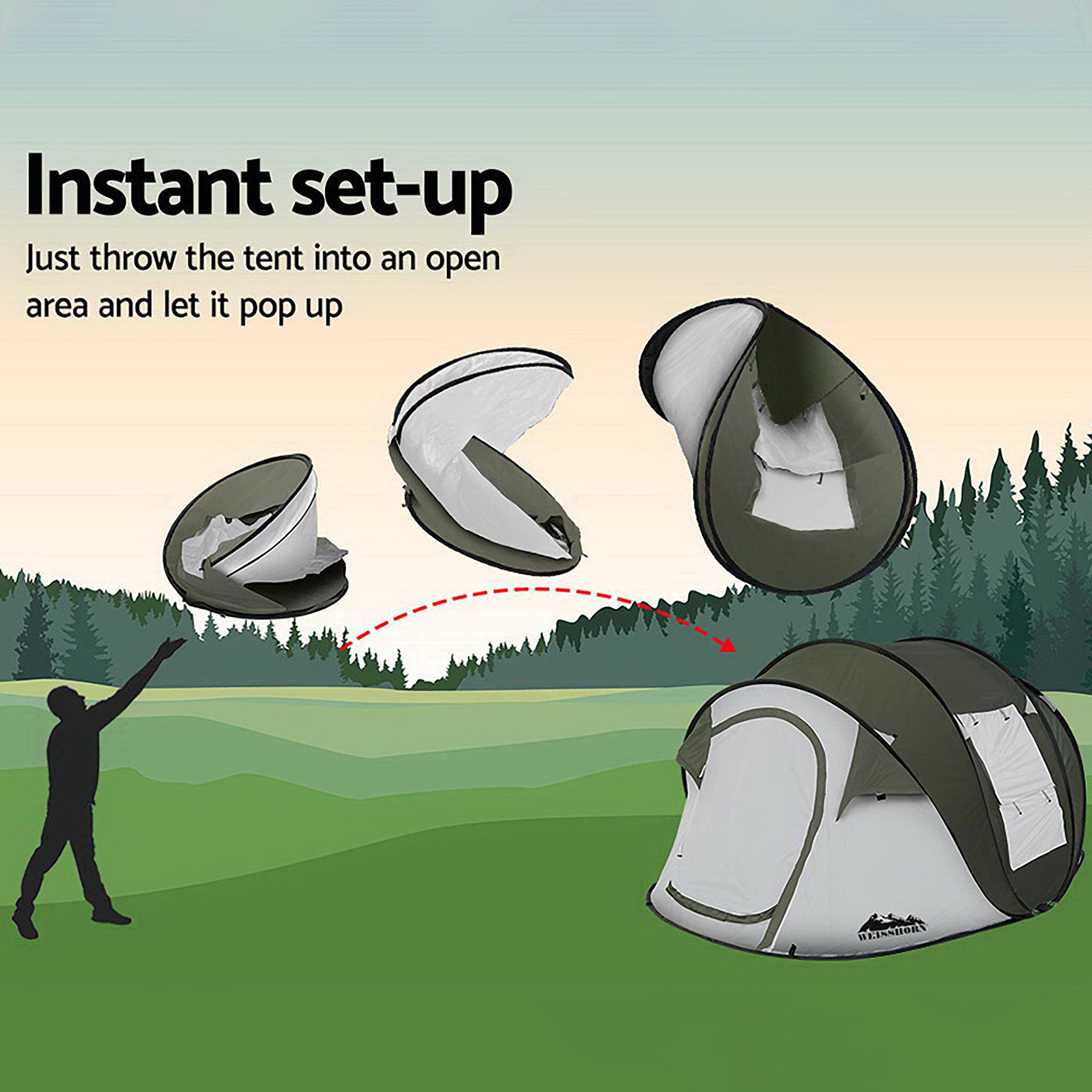 Weisshorn Instant Up Camping Tent for 4-5 Person - Easy Pop Up Family Tent for Hiking, Beach & Outdoor Adventures - Lightweight Dome Shelter for Camping, Picnics & Backpacking