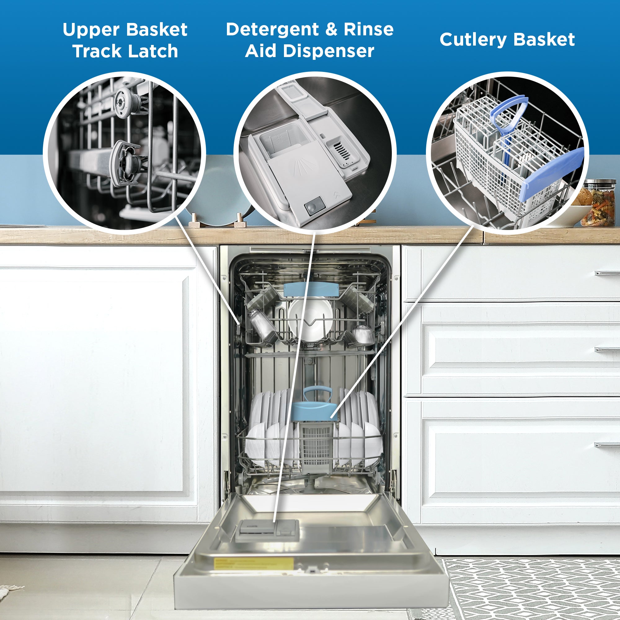 Danby DDW18D1EW 18 Inch Built-In Dishwasher - Energy Efficient, Quiet Operation, White Finish - Perfect for Small Kitchens & Apartments